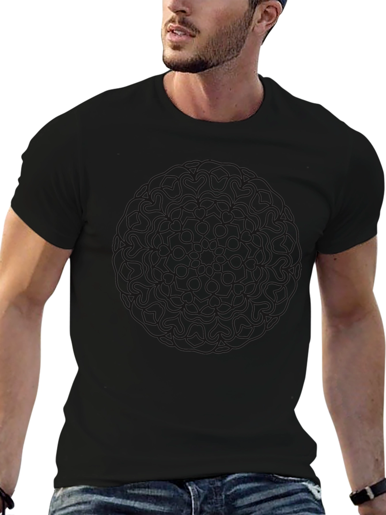 Mens Black Graphic Tee - Casual Style