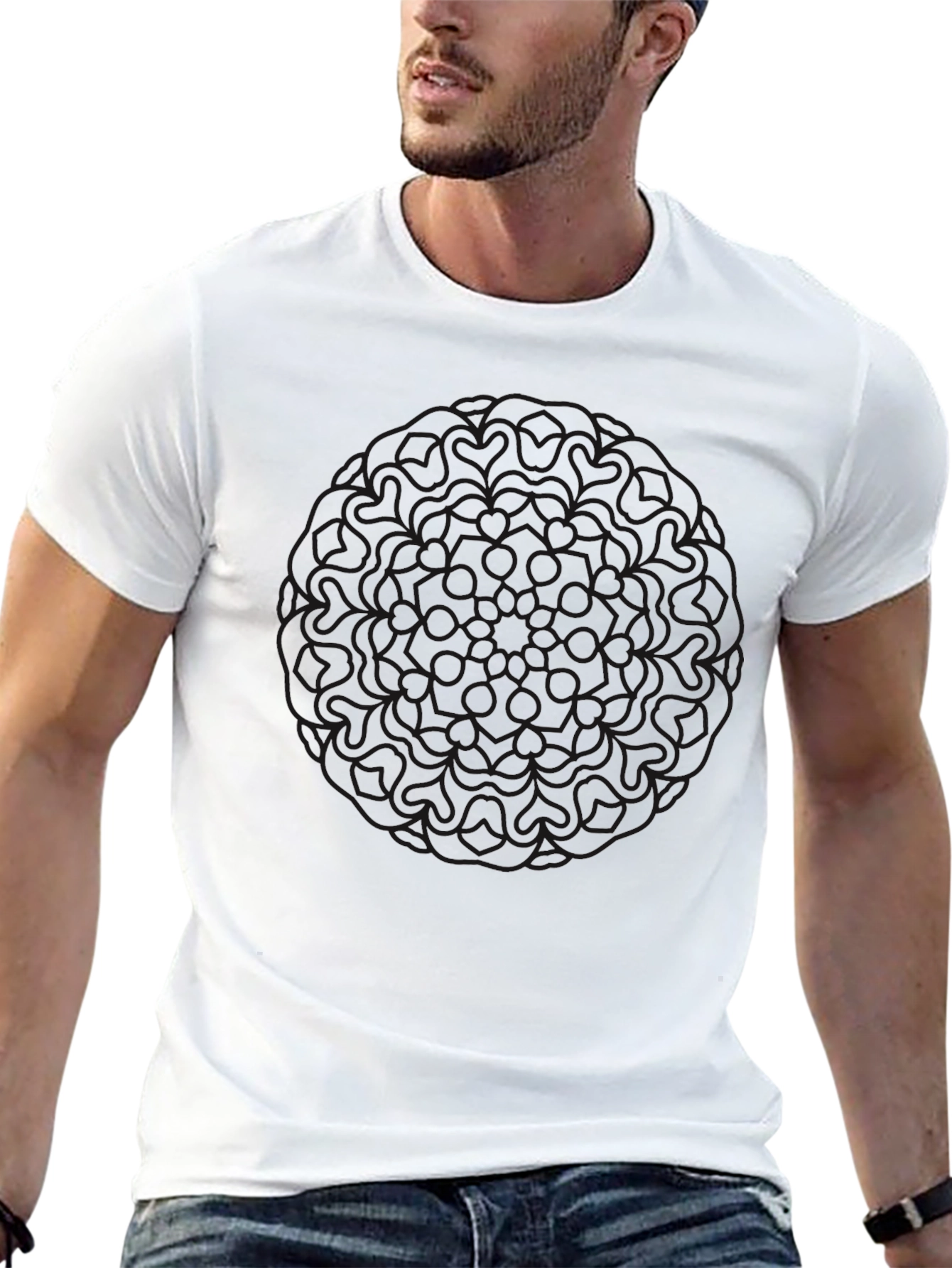 Mens Black Graphic Tee - Casual Style