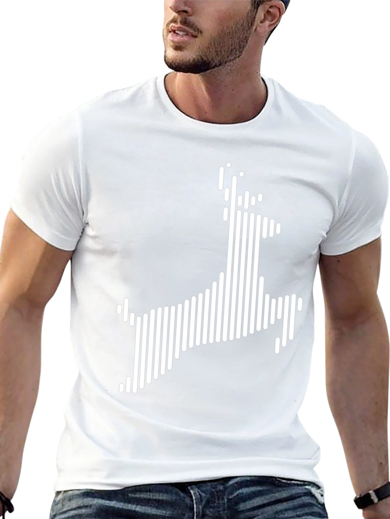 Modern Deer Graphic Black T-Shirt