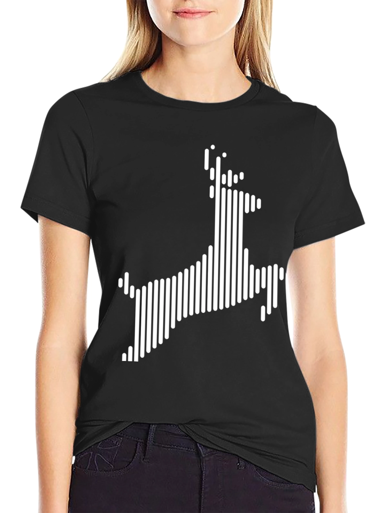 Modern Deer Graphic Black T-Shirt