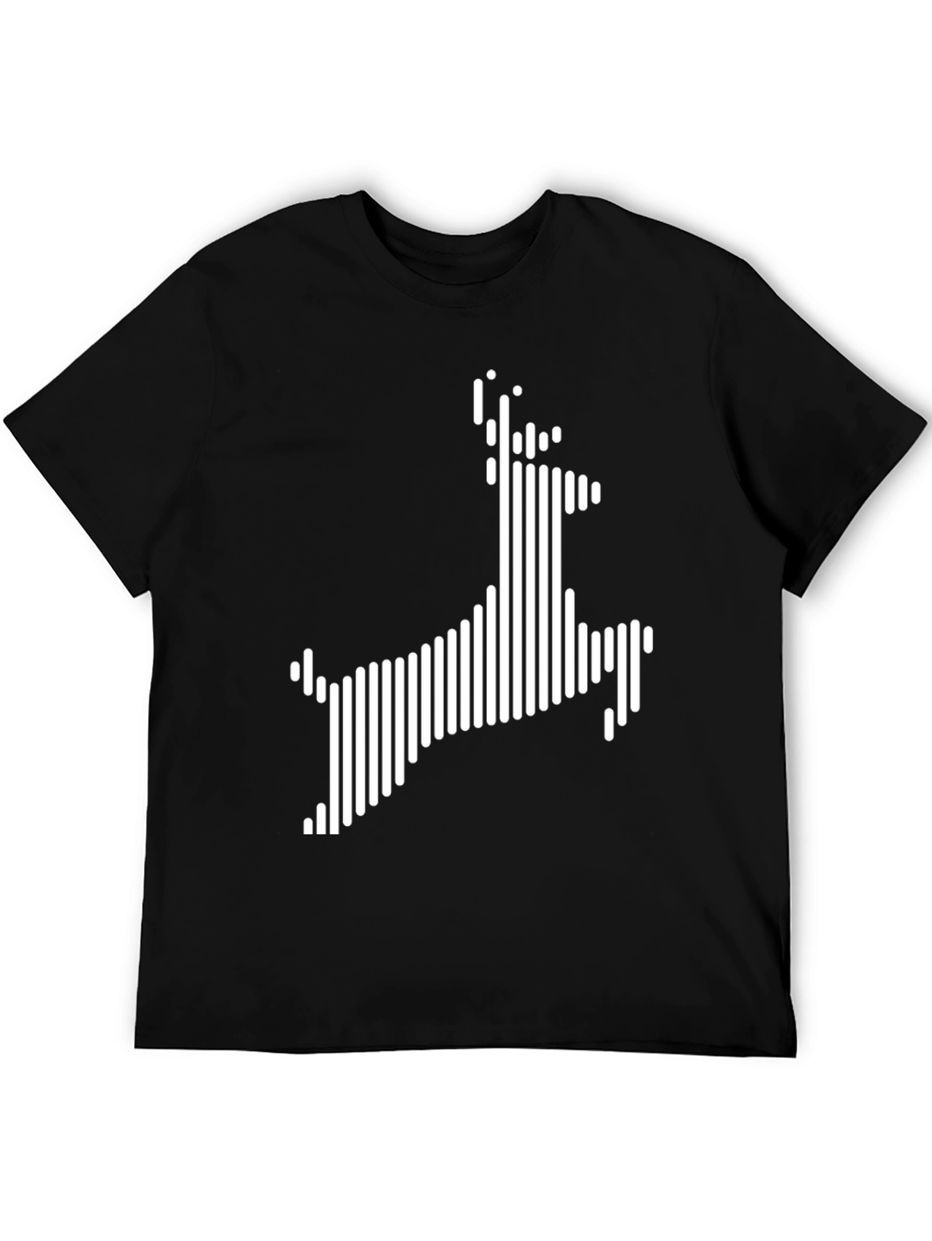 Modern Deer Graphic Black T-Shirt