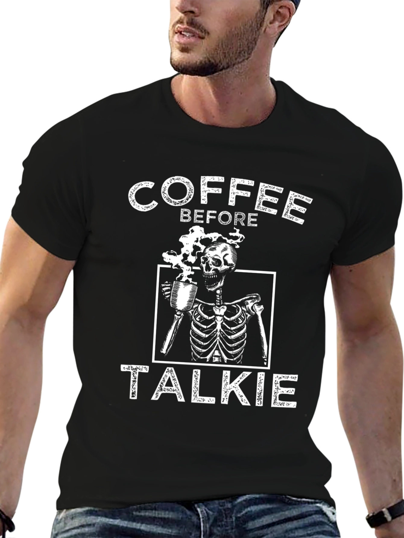 Coffee Before Talkie Skeleton Graphic T-Shirt