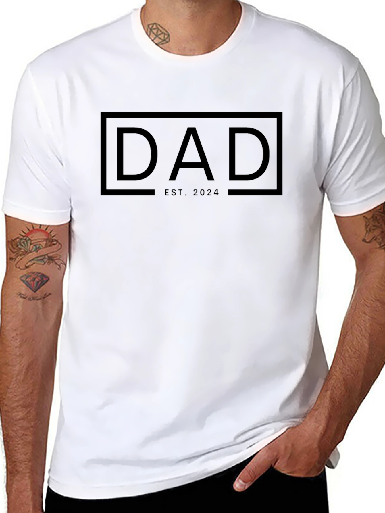 Dad Est. 2024 Black Graphic Tee