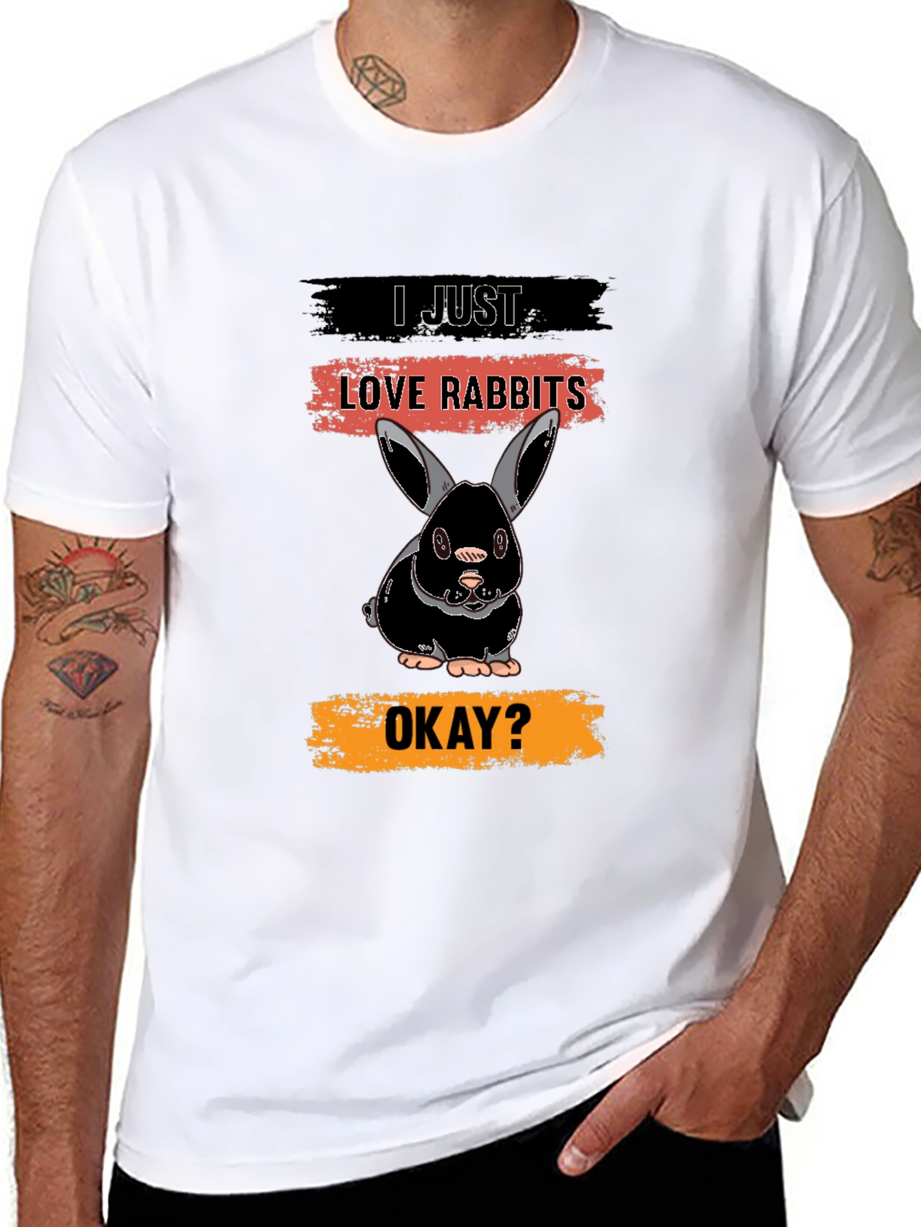 I Just Love Rabbits T-Shirt - Black
