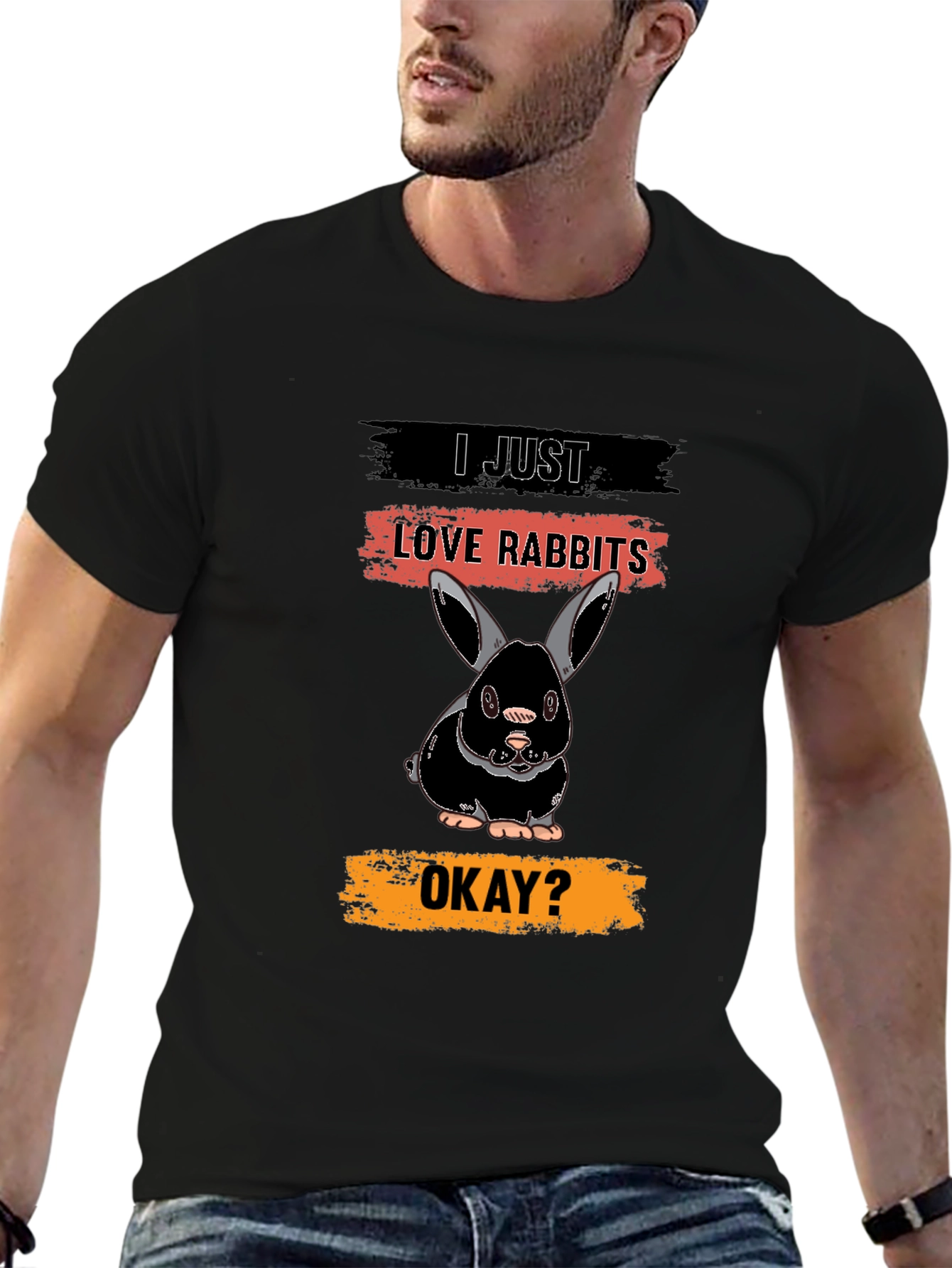 I Just Love Rabbits T-Shirt - Black