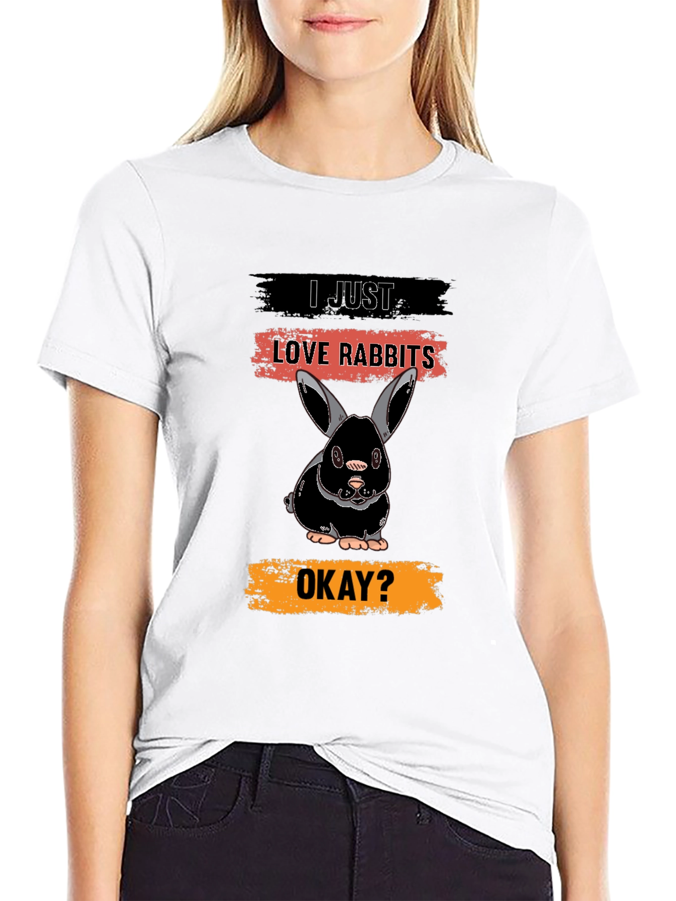 I Just Love Rabbits T-Shirt - Black