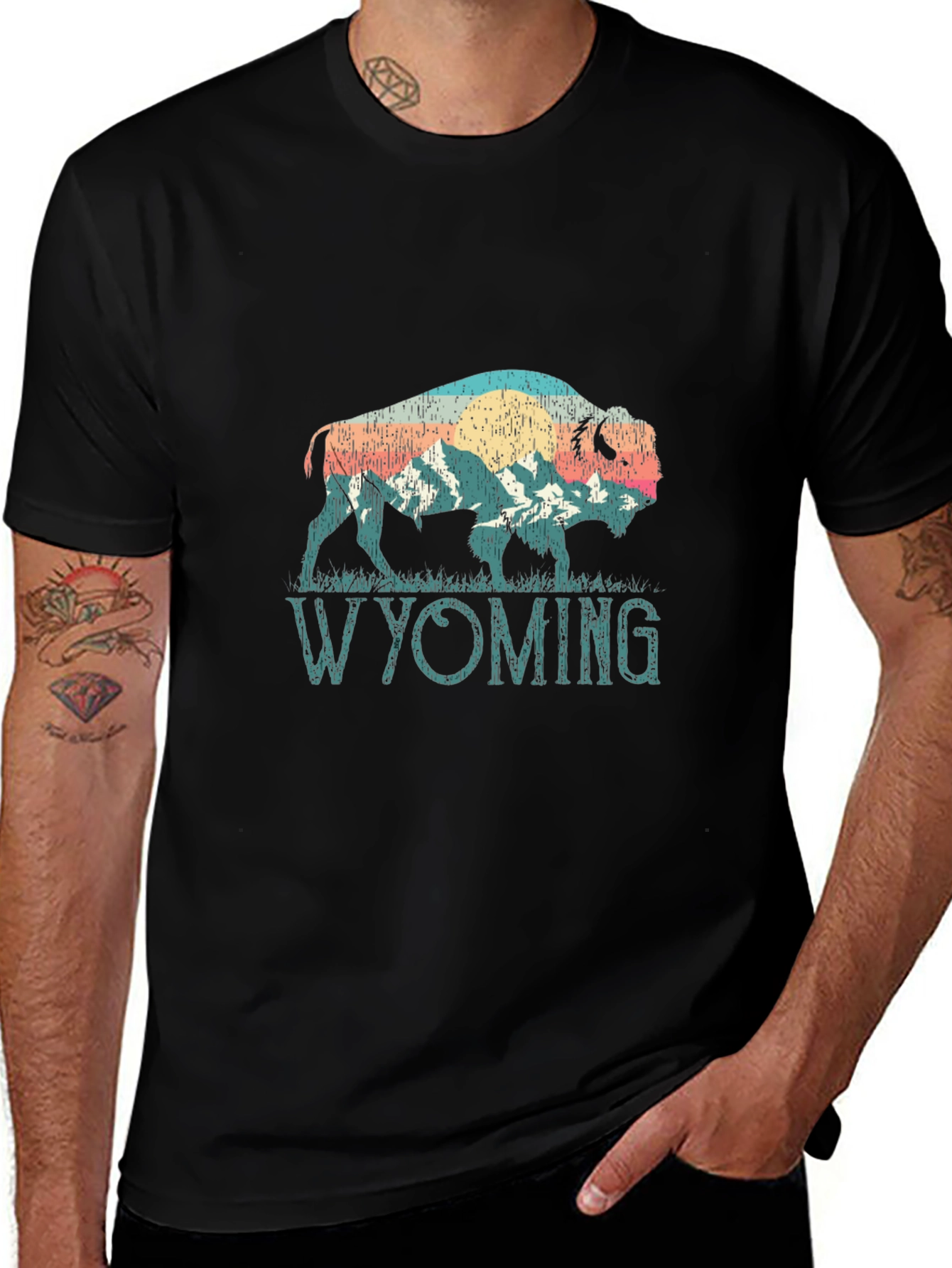 Wyoming Bison Graphic Tee - Black T-Shirt