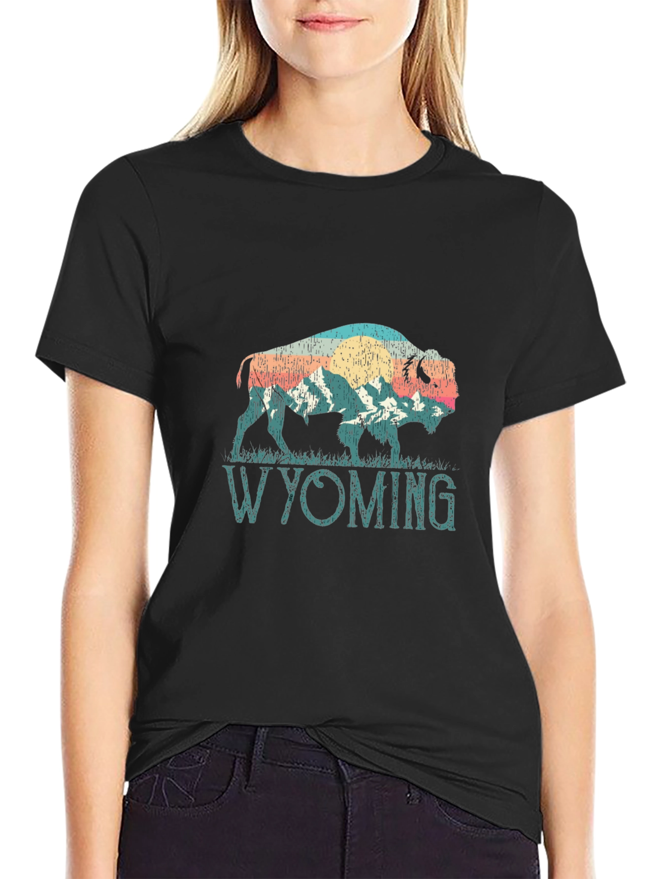 Wyoming Bison Graphic Tee - Black T-Shirt