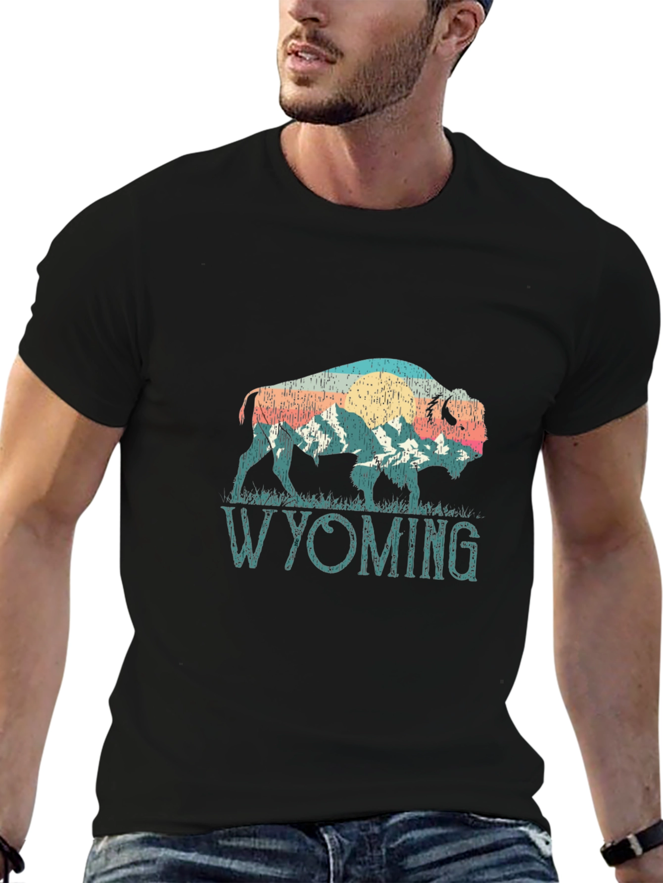 Wyoming Bison Graphic Tee - Black T-Shirt