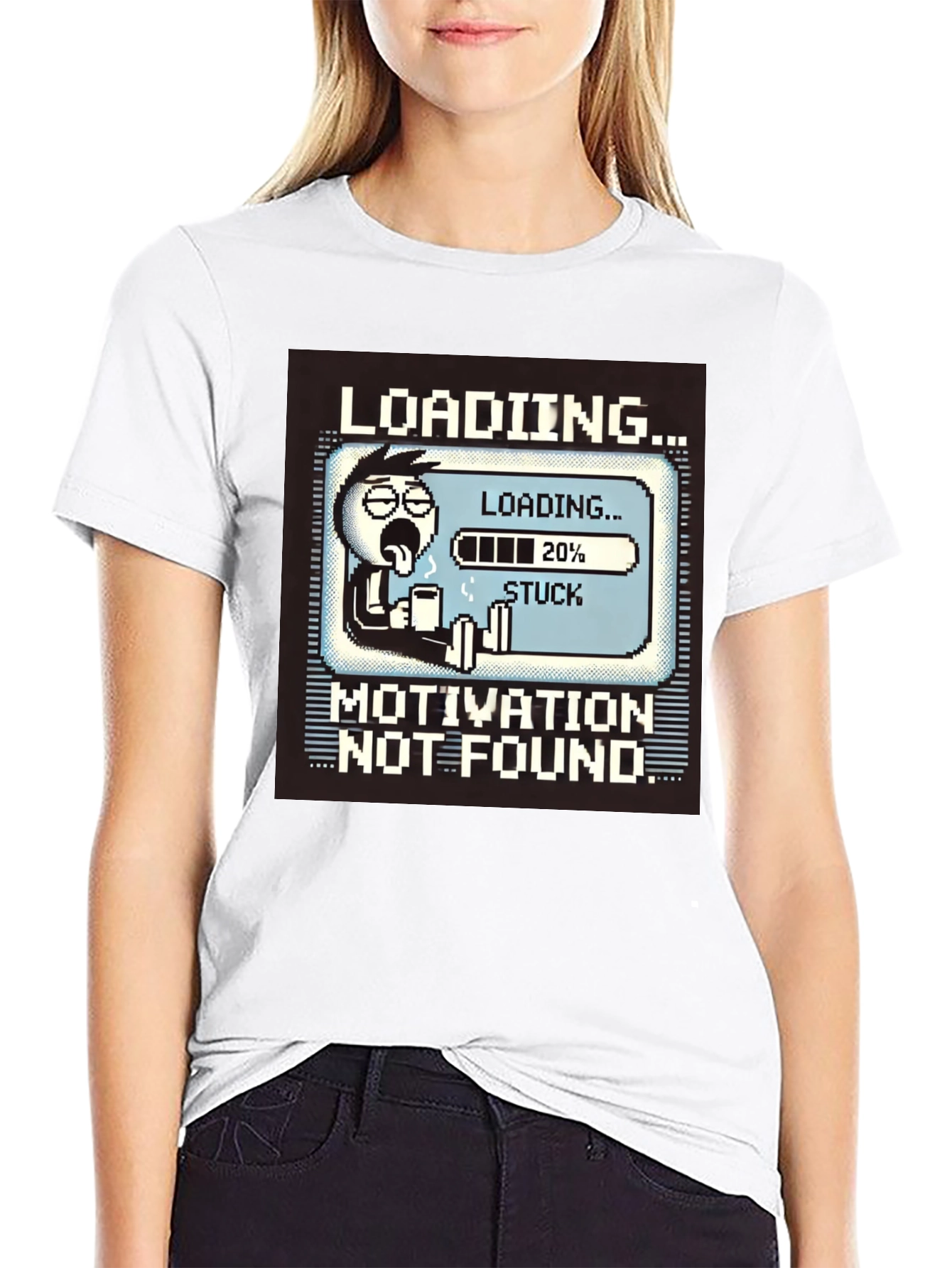 Motivation Not Found Loading Black T-Shirt