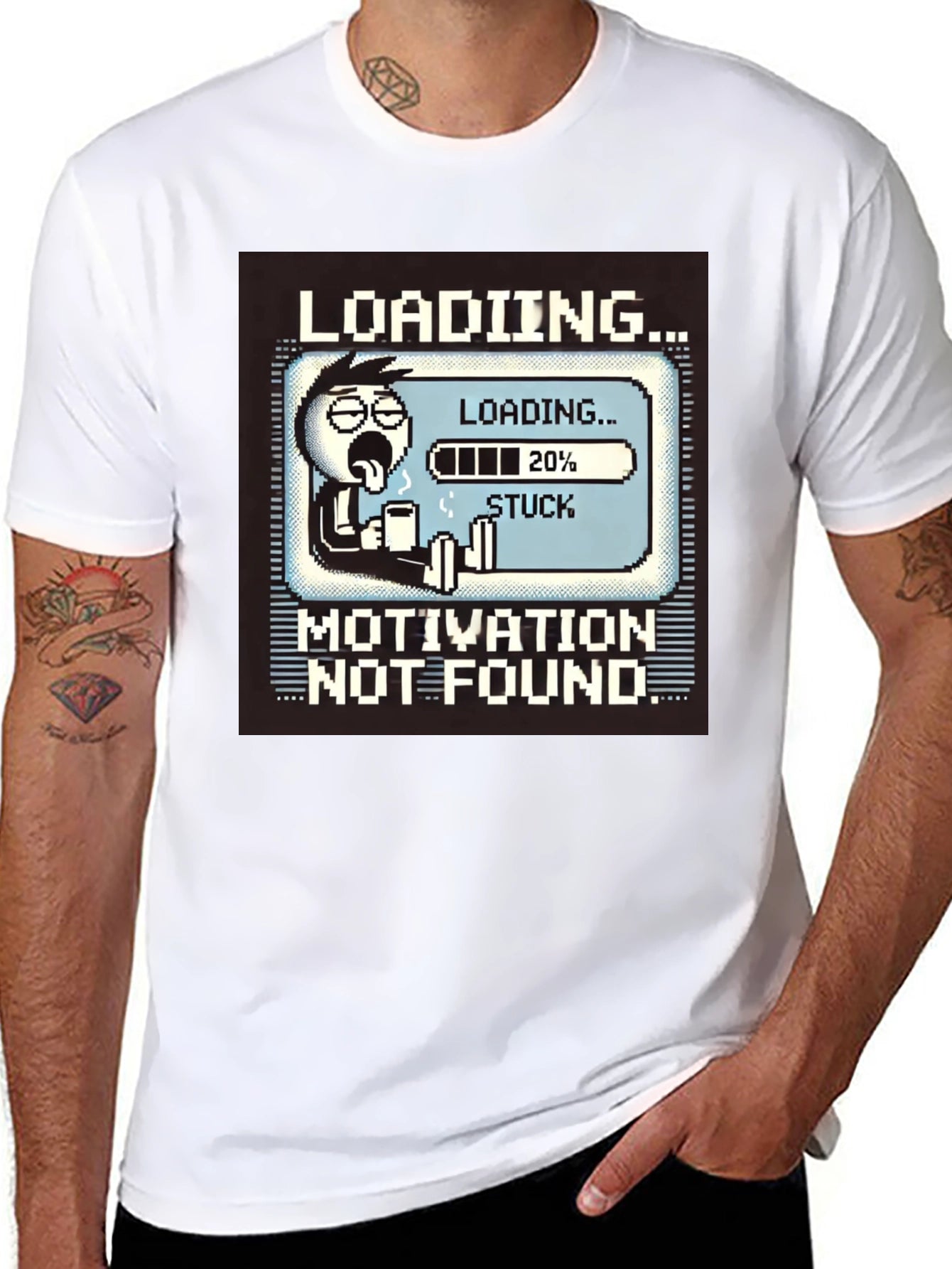 Motivation Not Found Loading Black T-Shirt