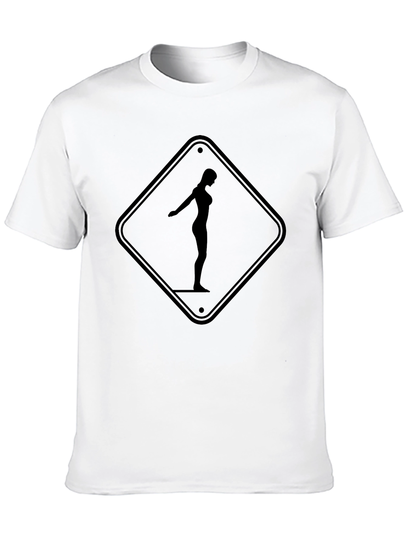 Caution Woman Diving Graphic Black T-Shirt