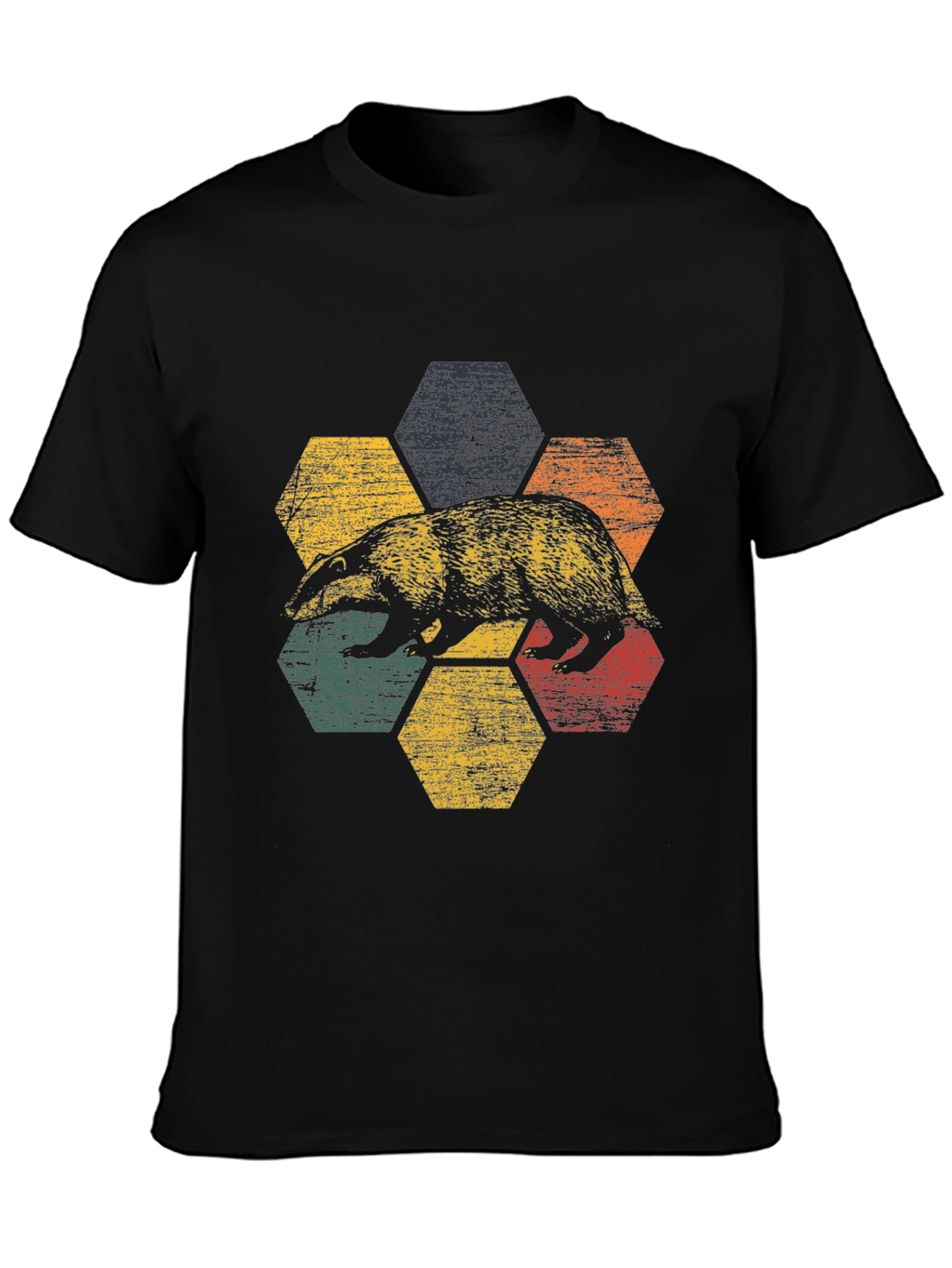 Retro Badger Hexagon Graphic Tee - Unisex Cotton Blend