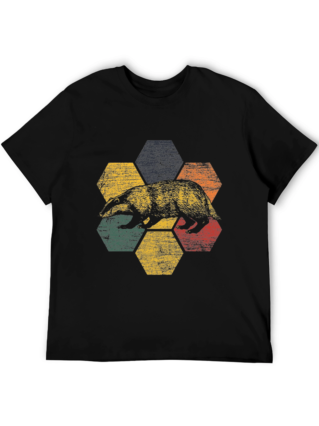 Retro Badger Hexagon Graphic Tee - Unisex Cotton Blend