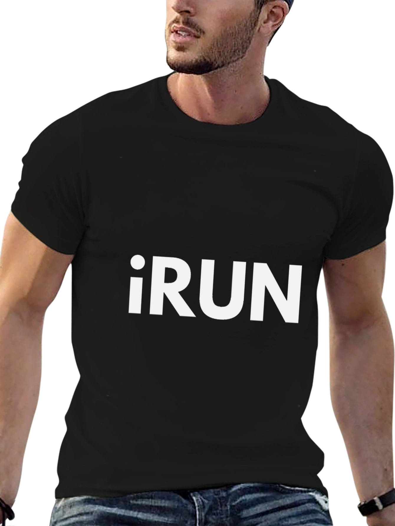 iRUN Graphic Tee - Black Cotton Blend