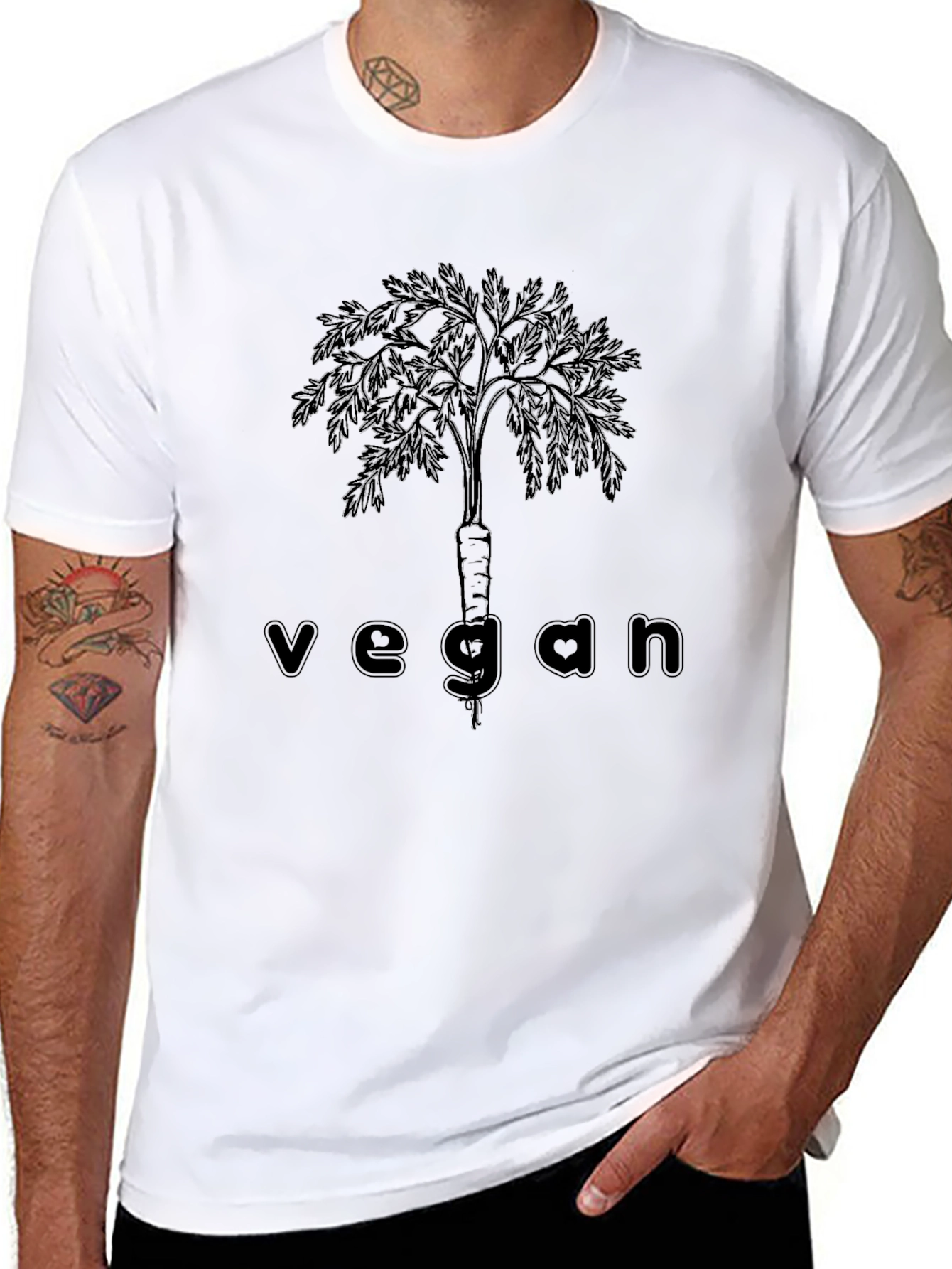 Vegan Carrot Tree Graphic Tee - Unisex Black T-Shirt