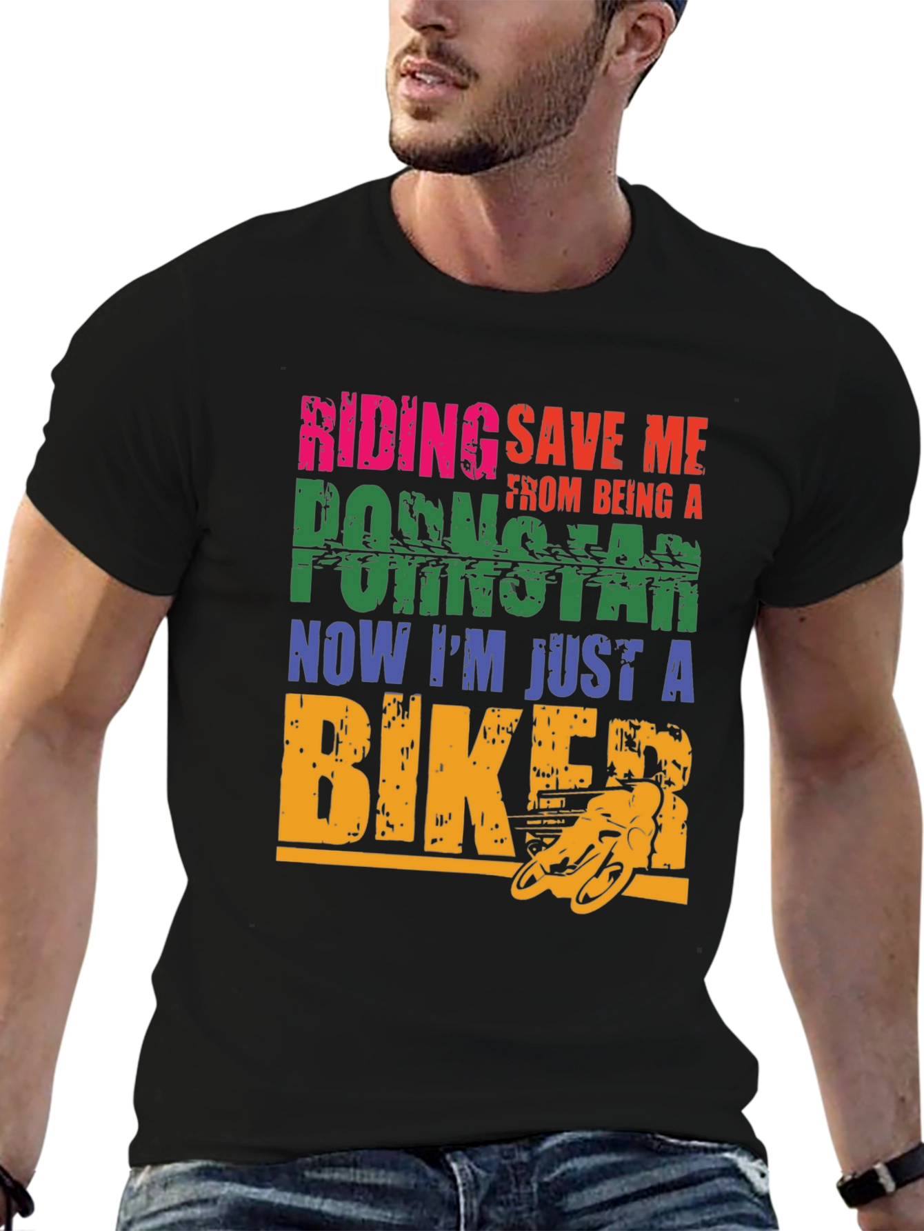 Riding Save Me Biker Graphic T-Shirt