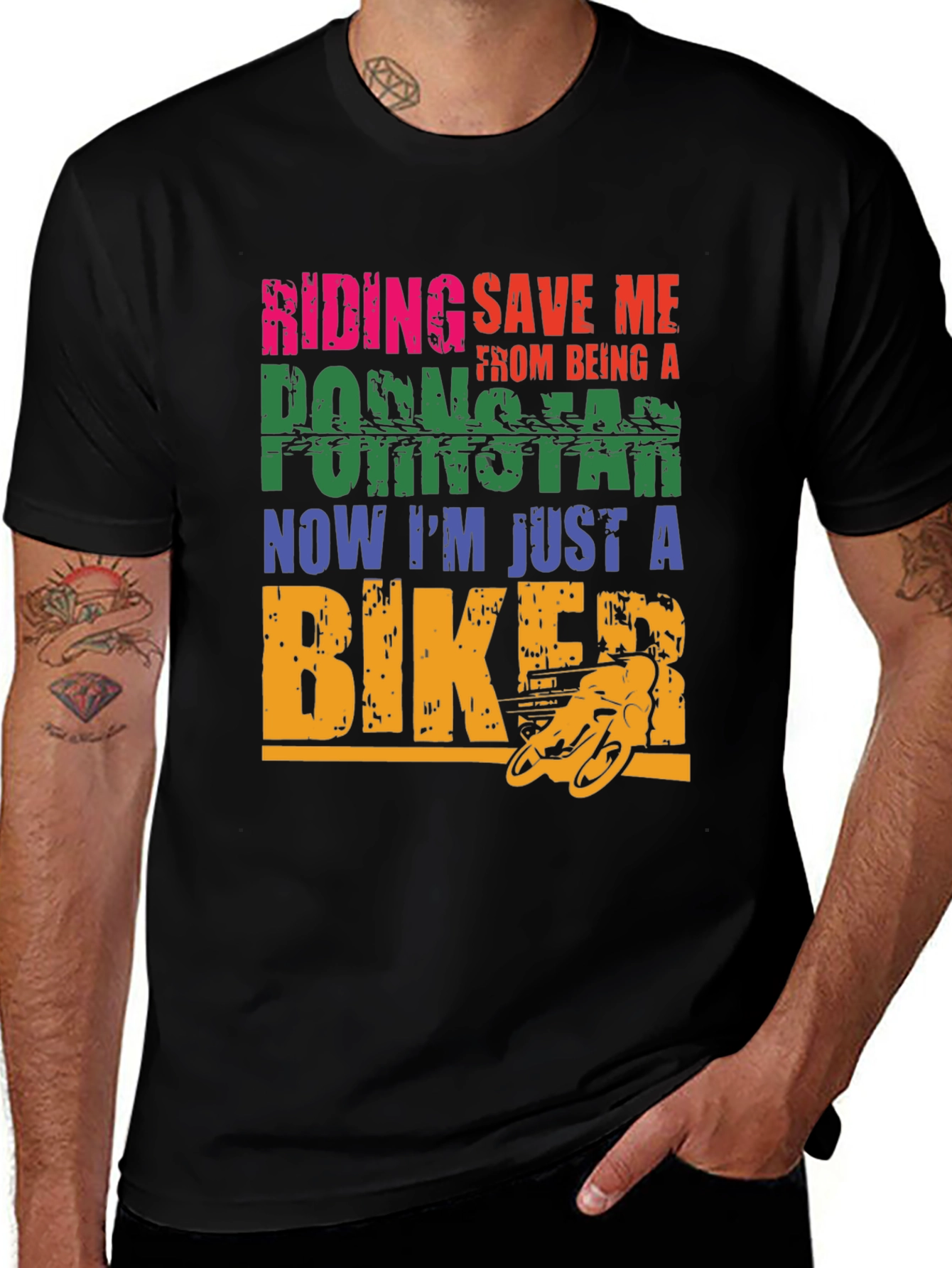 Riding Save Me Biker Graphic T-Shirt