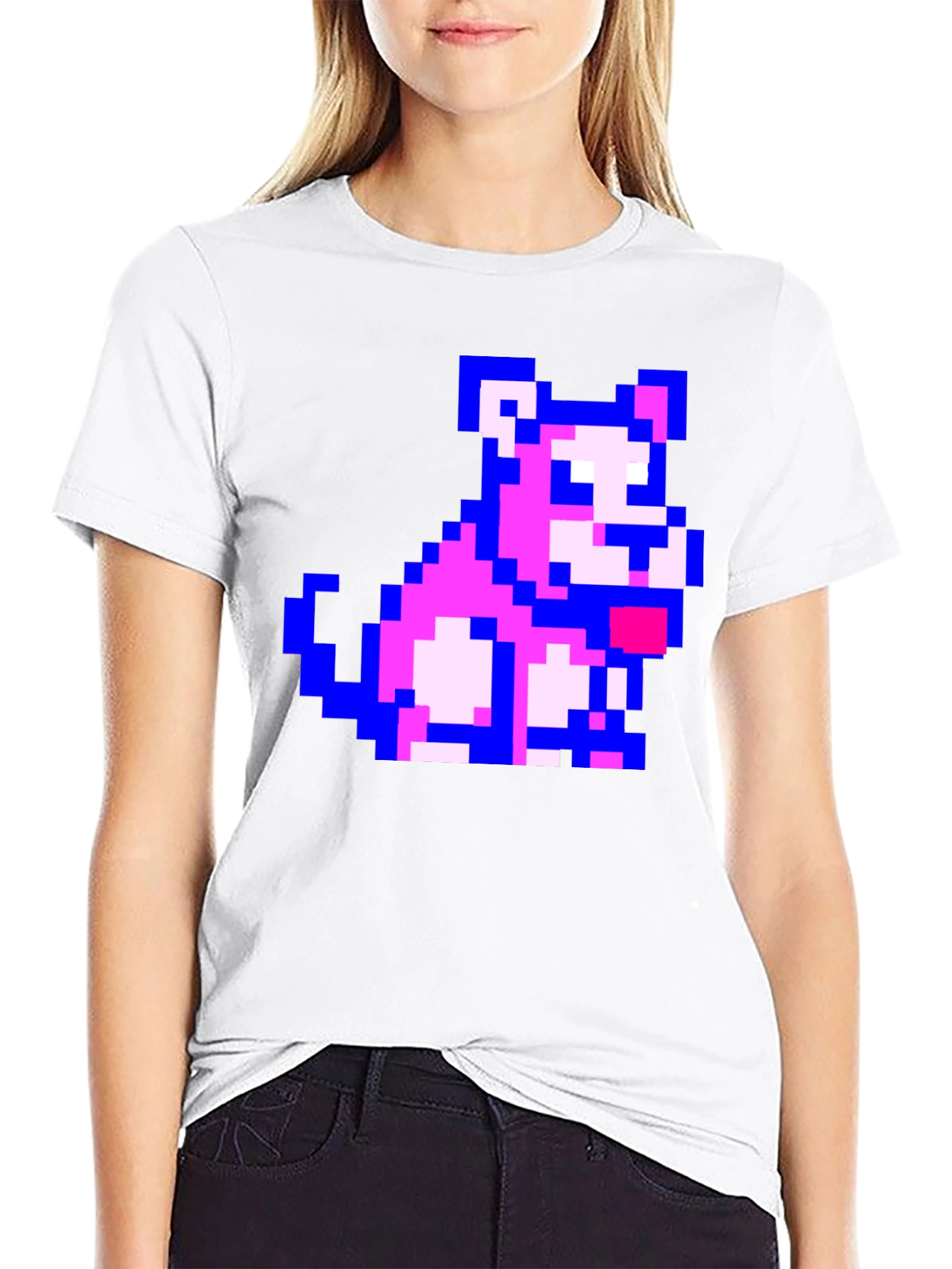 Pixel Dog Graphic Black T-Shirt