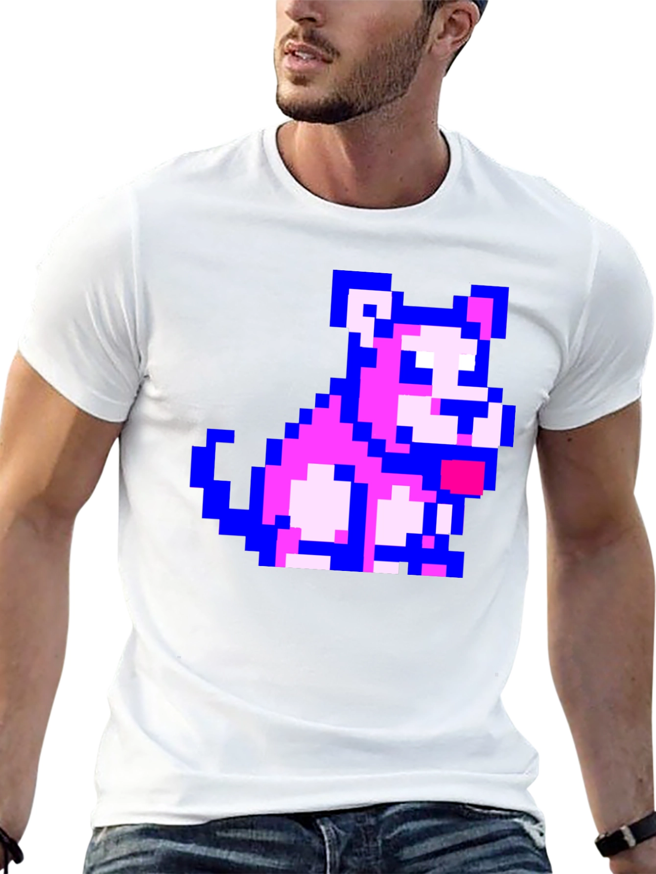 Pixel Dog Graphic Black T-Shirt