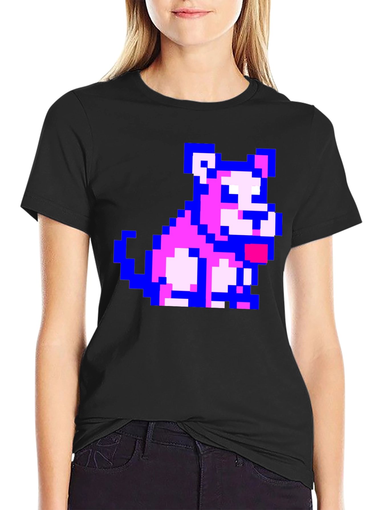 Pixel Dog Graphic Black T-Shirt