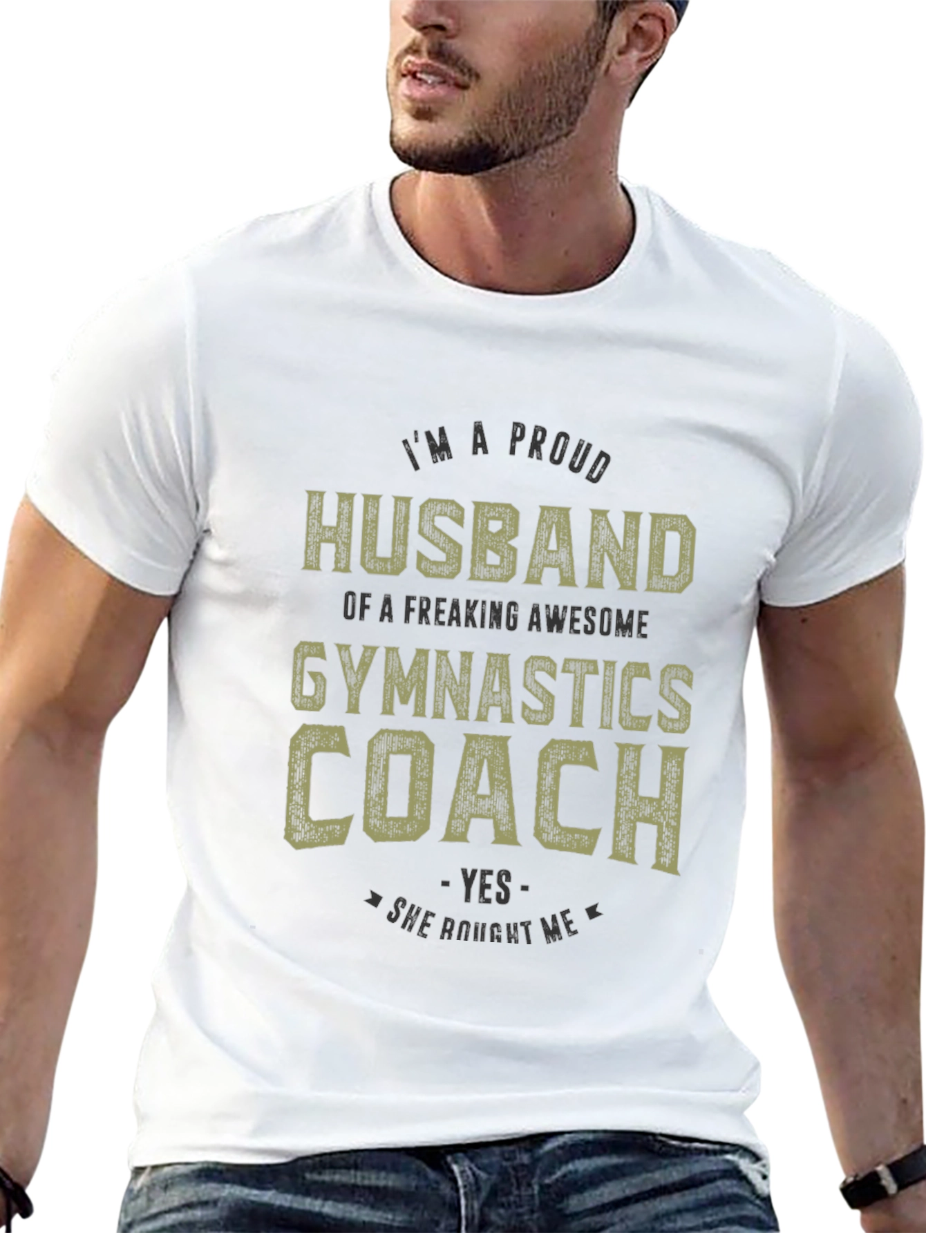 Proud Husband Gymnastics Coach Graphic T-Shirt