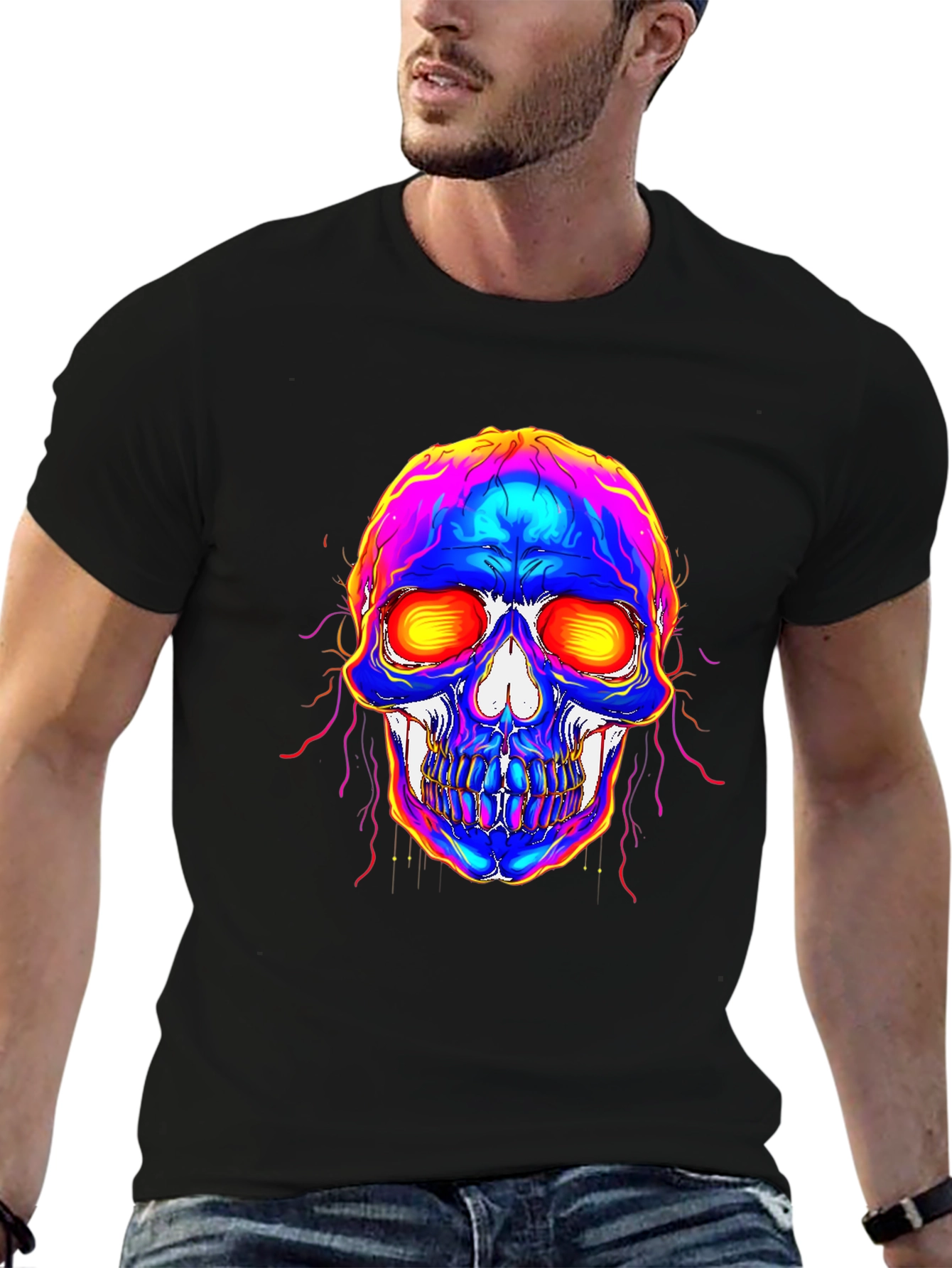 Vivid Skull Graphic Tee - Bold Statement Shirt