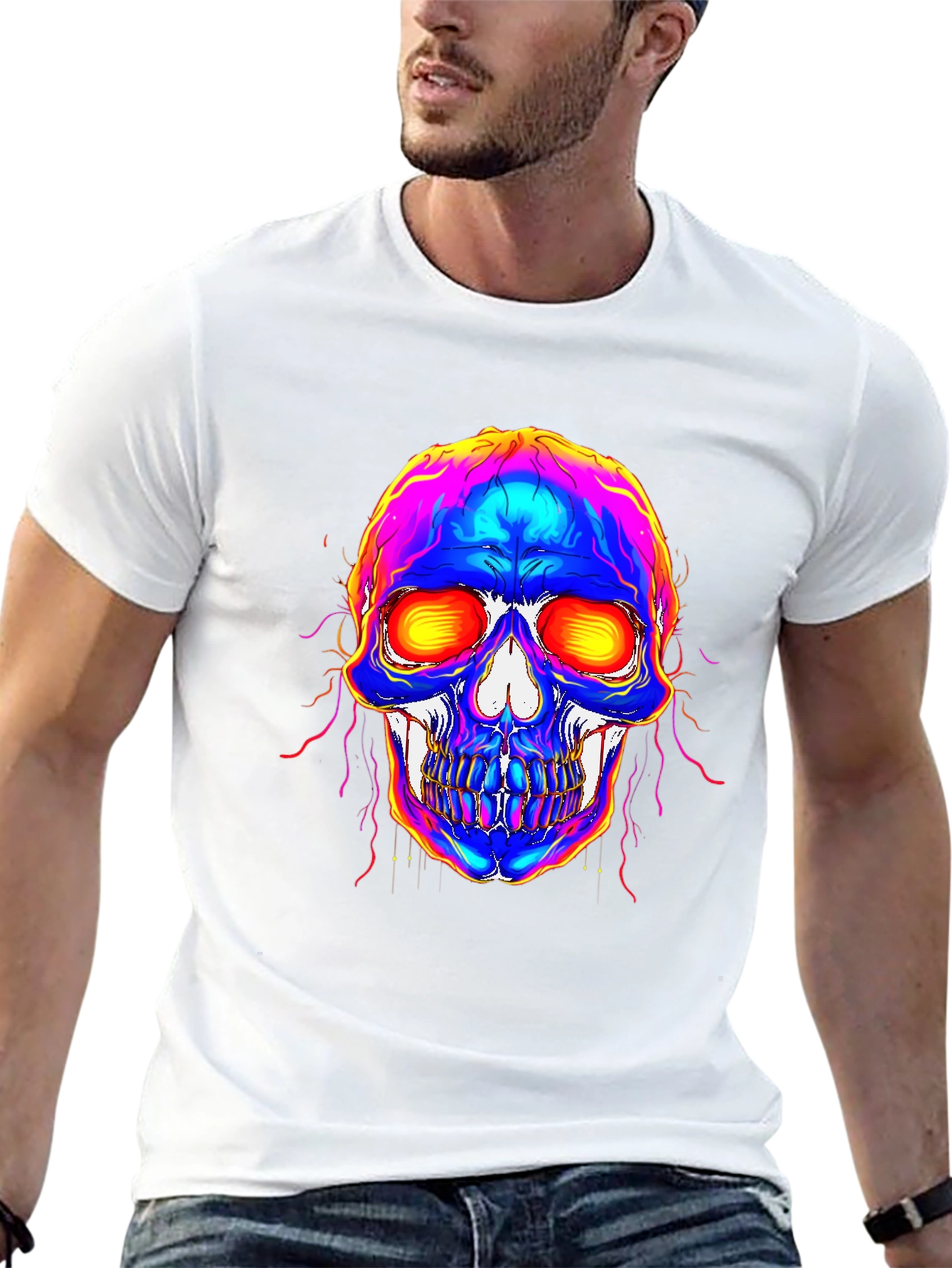 Vivid Skull Graphic Tee - Bold Statement Shirt
