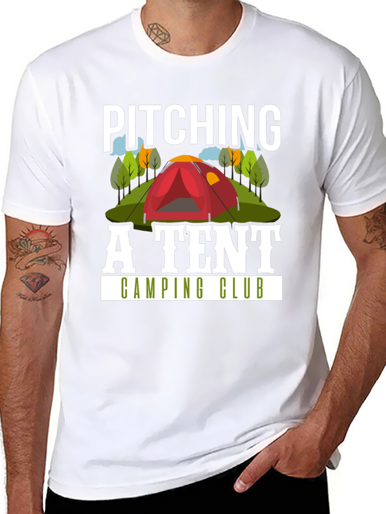 Pitching A Tent Camping Club T-Shirt