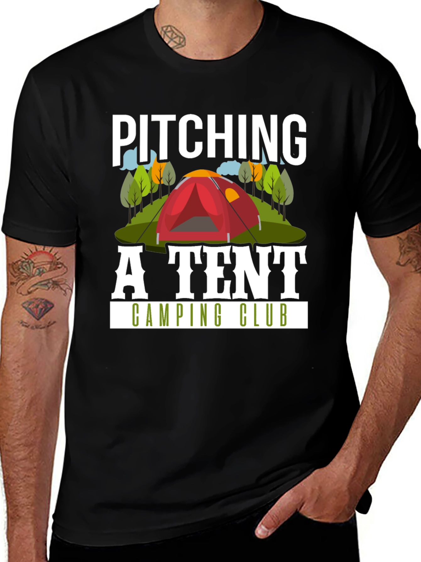 Pitching A Tent Camping Club T-Shirt