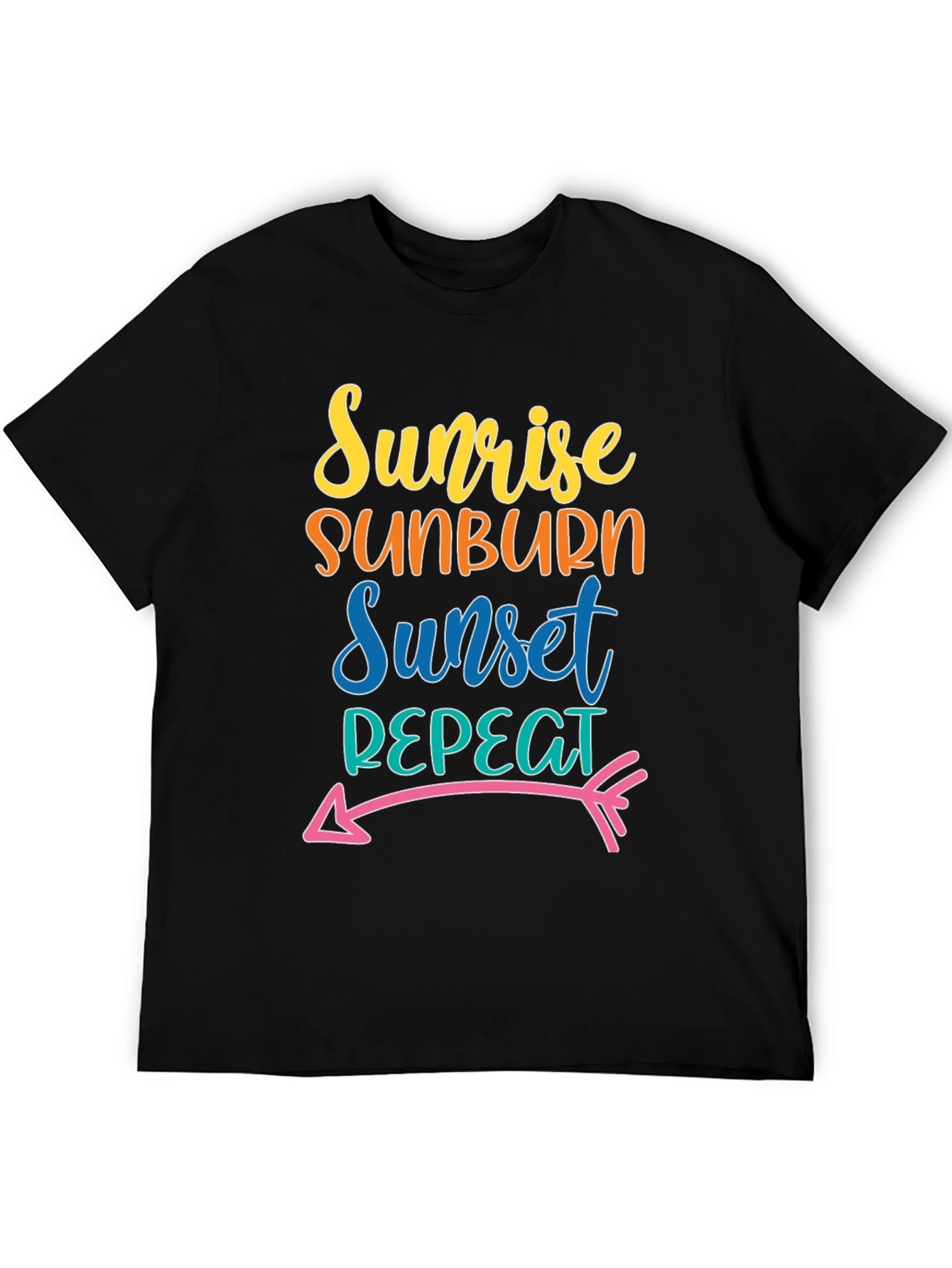 Sunrise Sunburn Sunset Repeat Black Tee