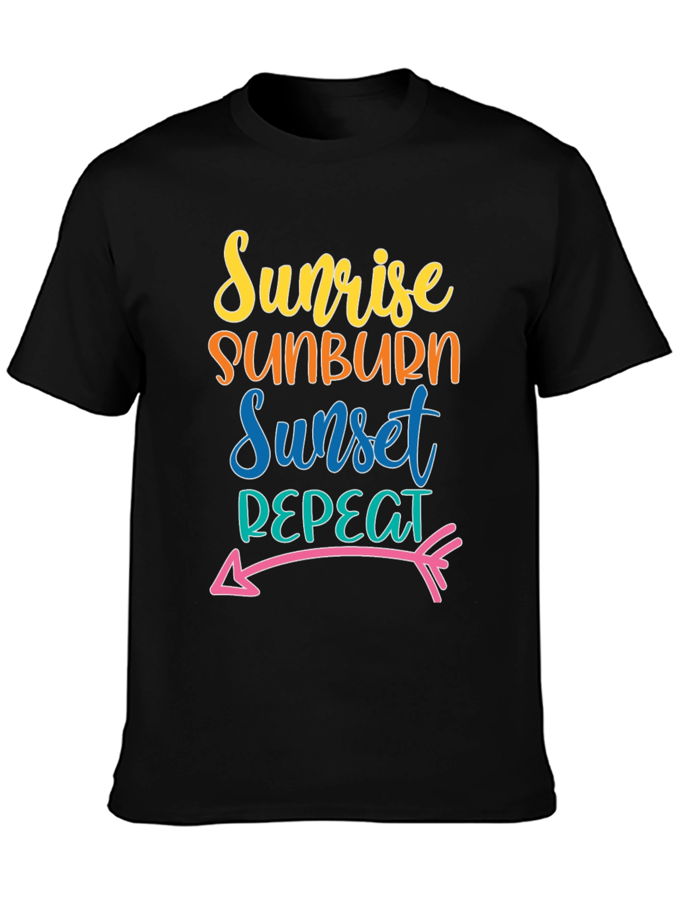 Sunrise Sunburn Sunset Repeat Black Tee