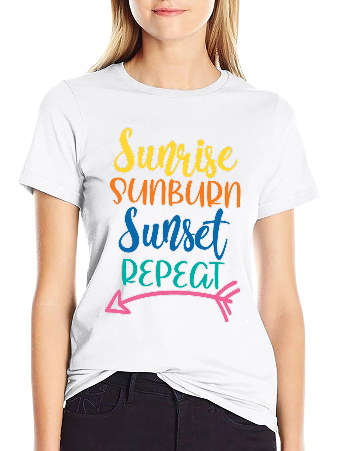 Sunrise Sunburn Sunset Repeat Black Tee