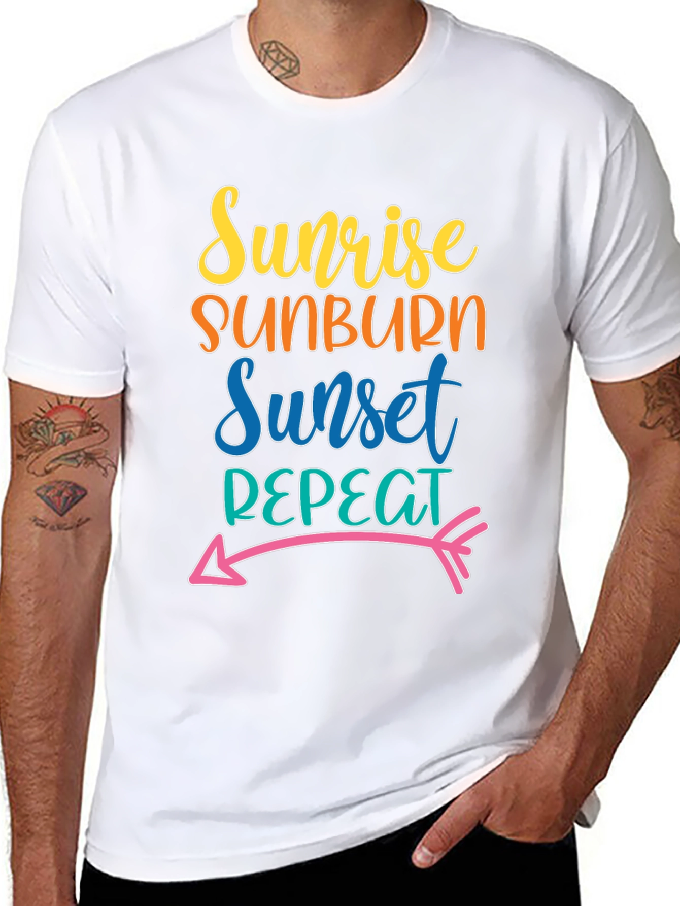 Sunrise Sunburn Sunset Repeat Black Tee