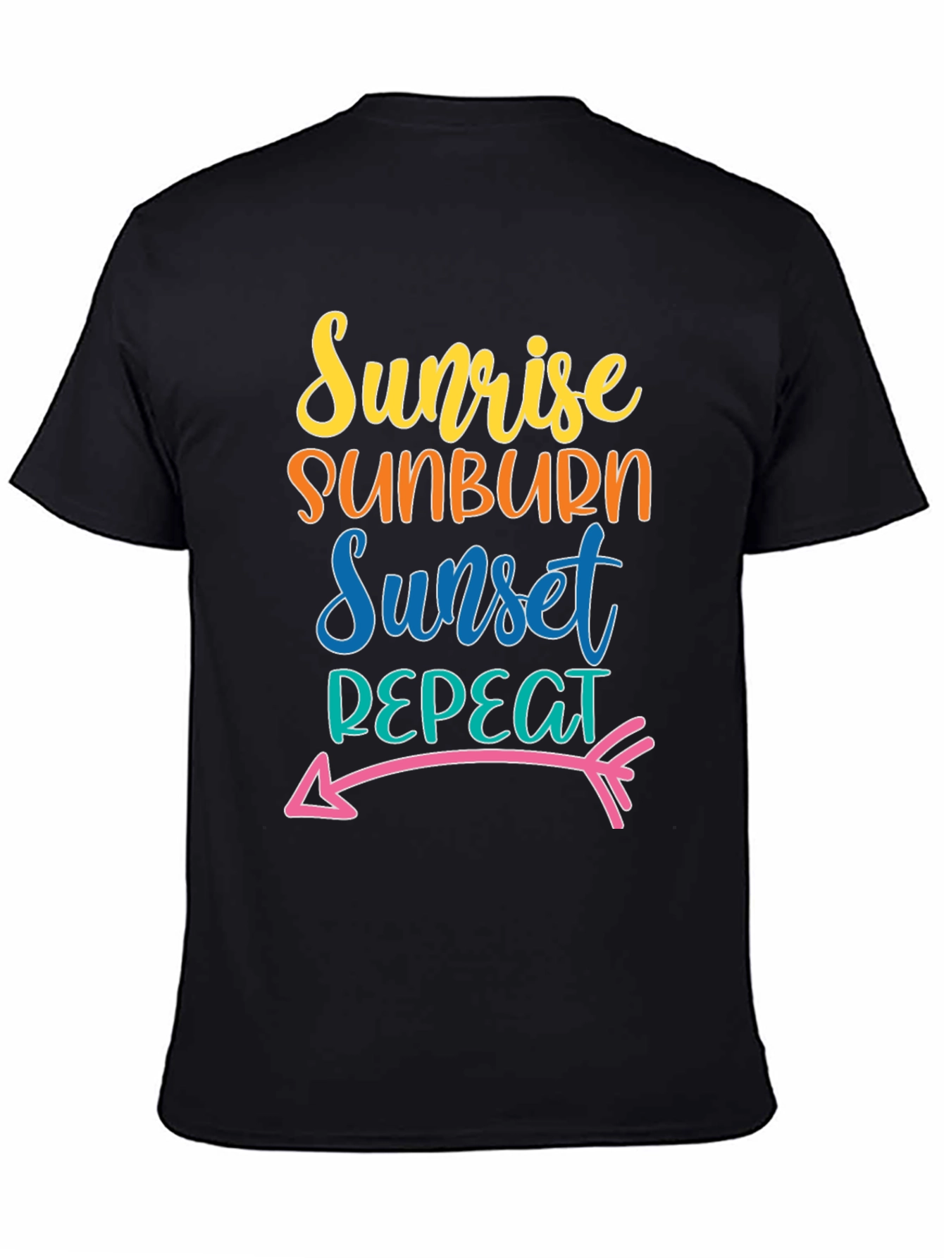 Sunrise Sunburn Sunset Repeat Black Tee
