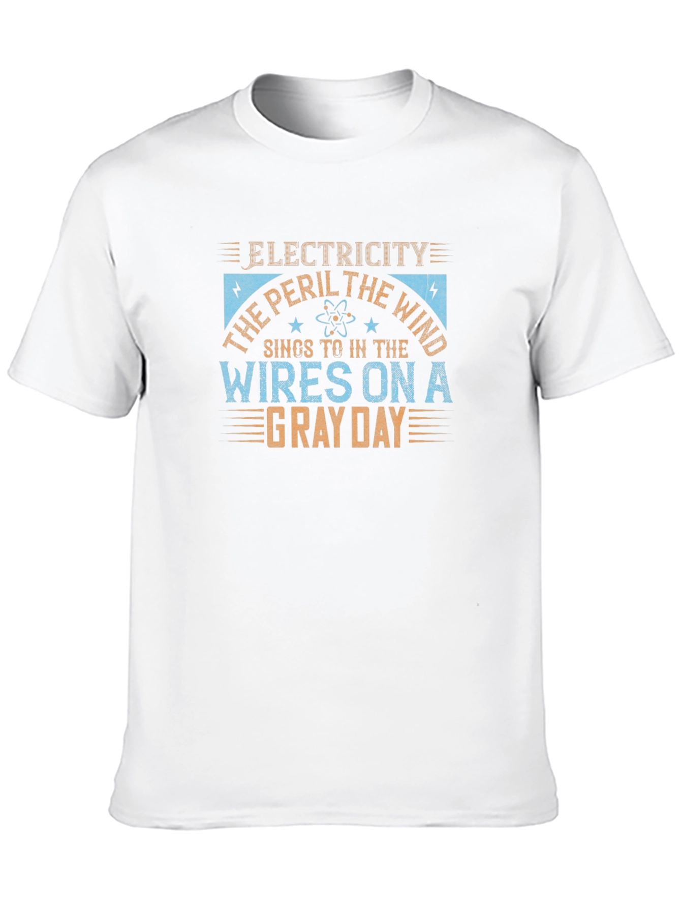 Electricity Peril Wind Wires Gray Day T-Shirt