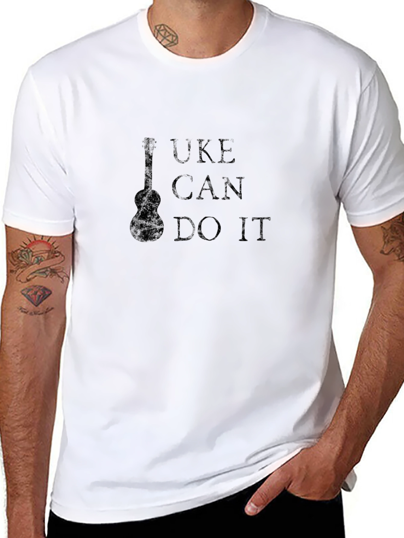 Uke Can Do It Black T-Shirt Ukulele Graphic Tee