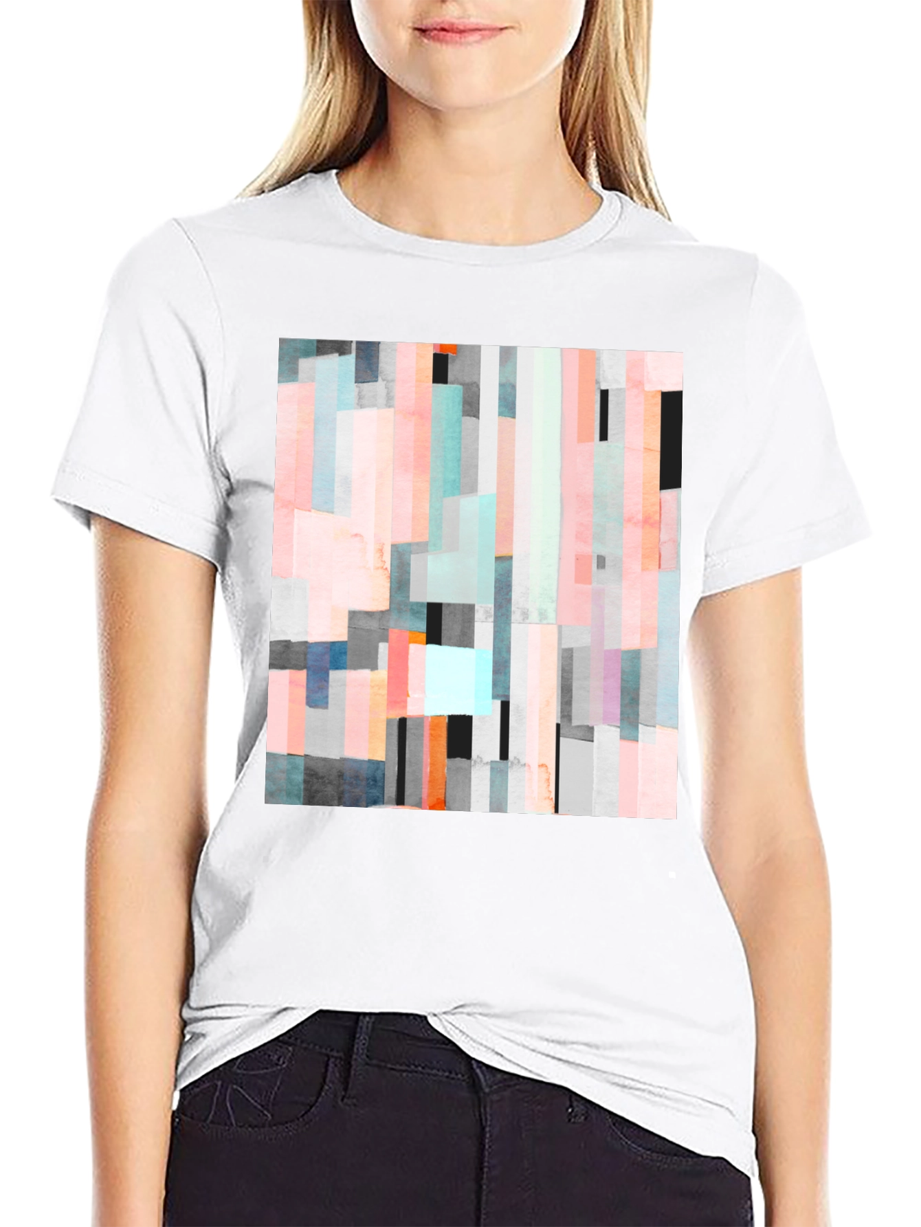 Abstract Block Print Black T-Shirt
