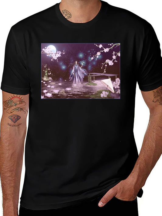 Fantasy Anime Art Black T-Shirt
