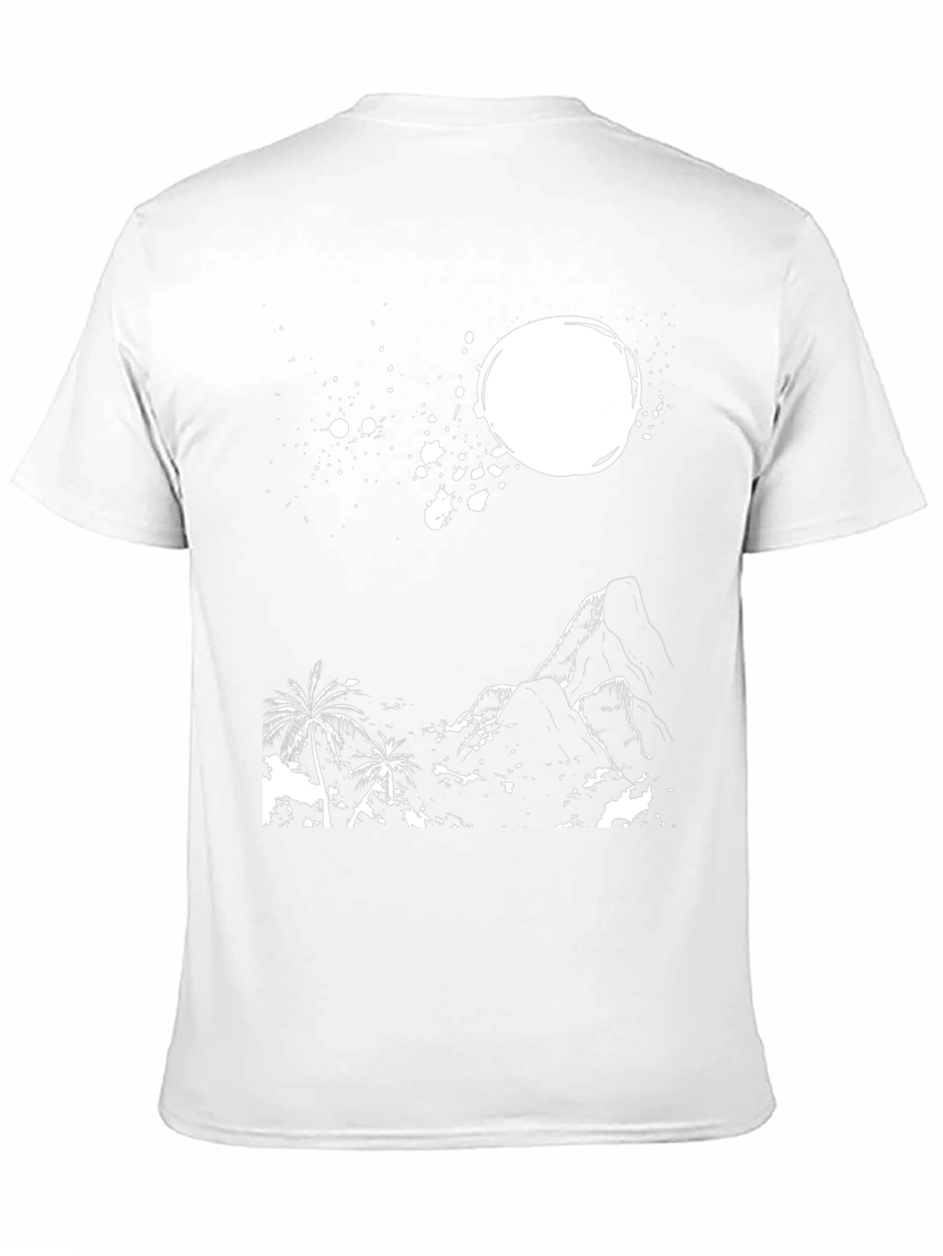Tropical Mountain Graphic Tee - Black Cotton T-Shirt