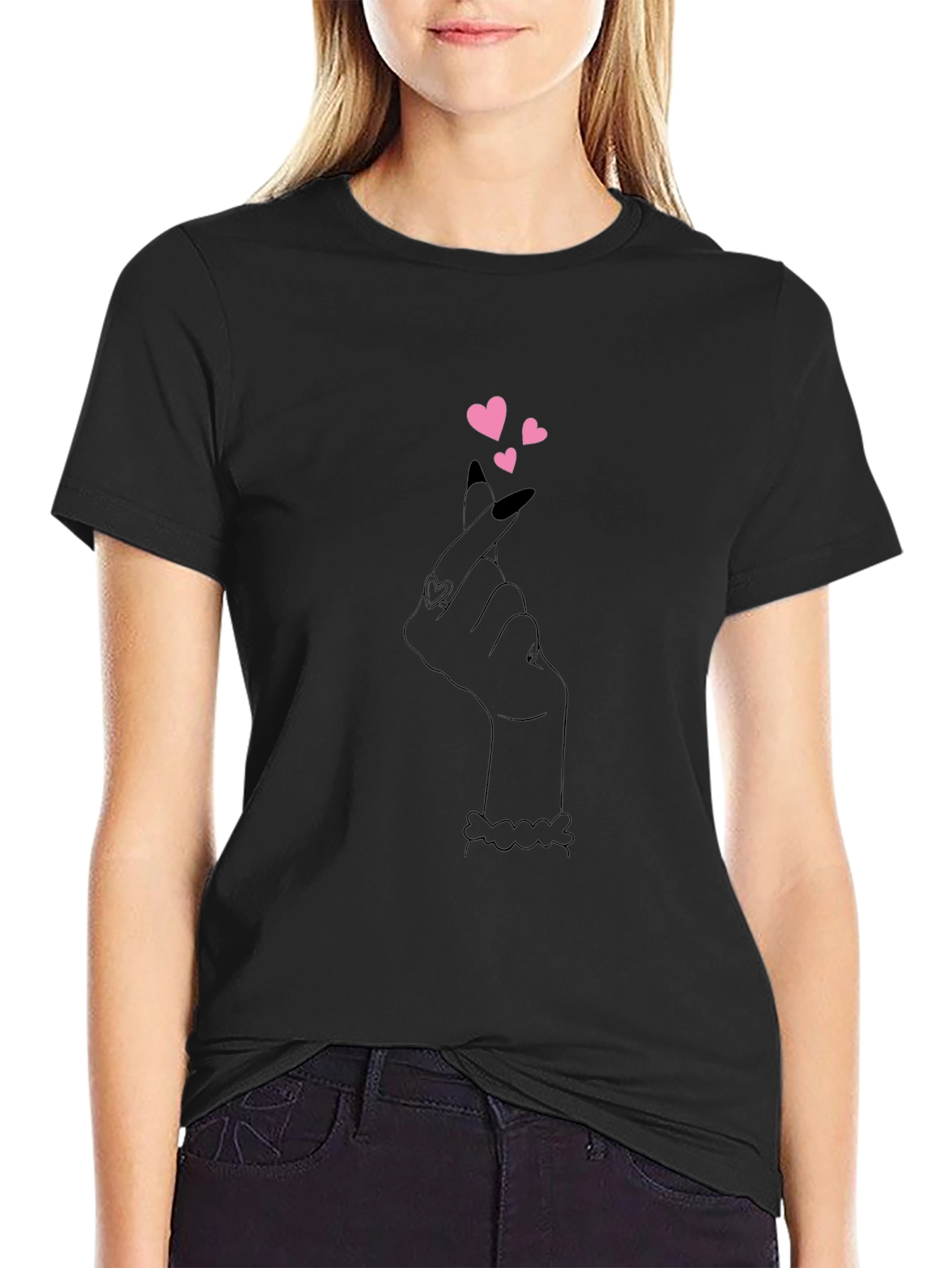 Heart Gesture Tee - Stylish Graphic Print