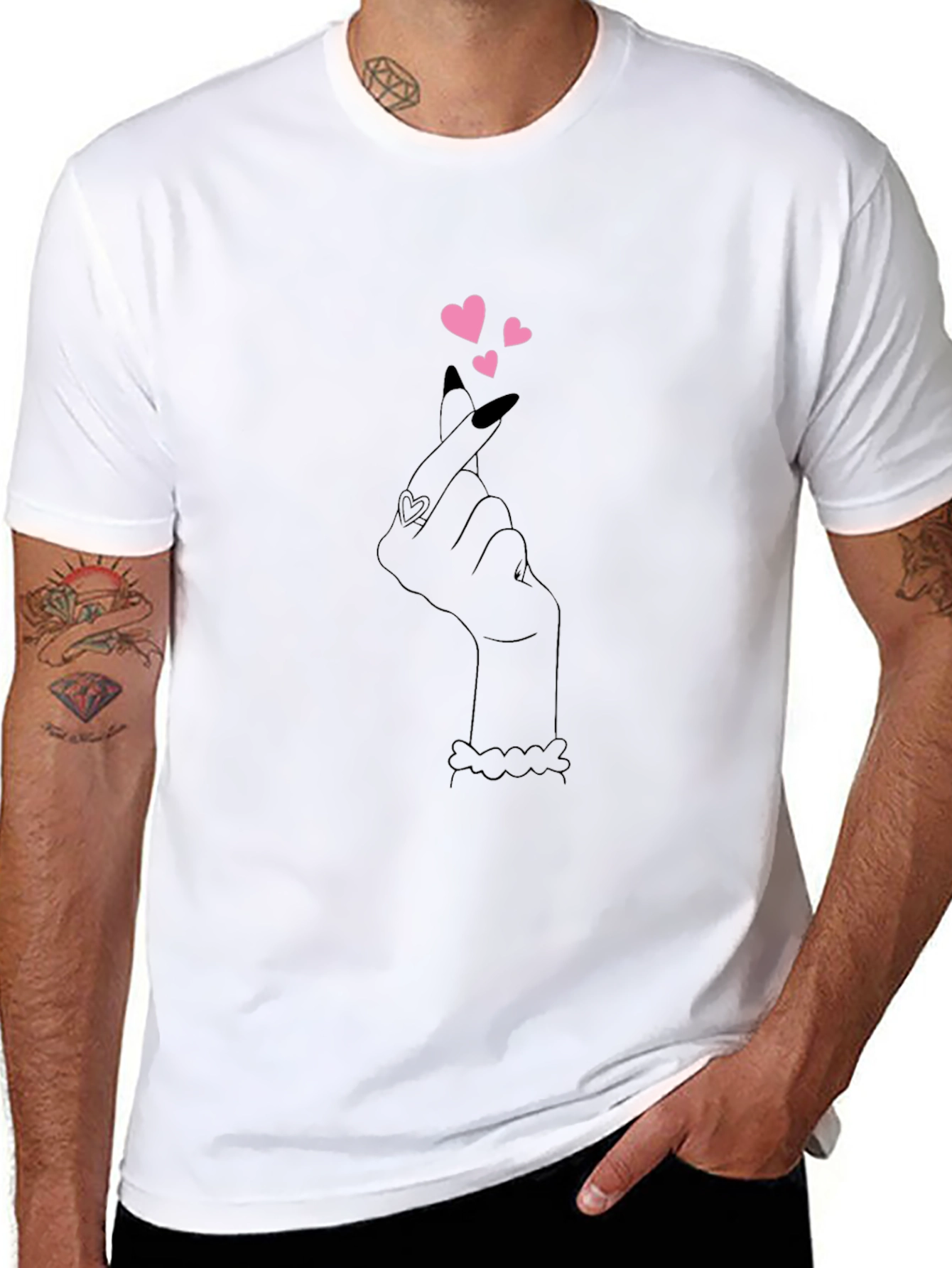 Heart Gesture Tee - Stylish Graphic Print