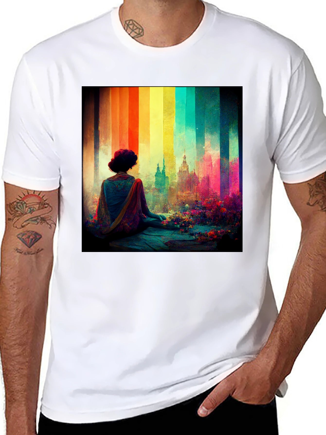 Rainbow Cityscape Graphic Tee