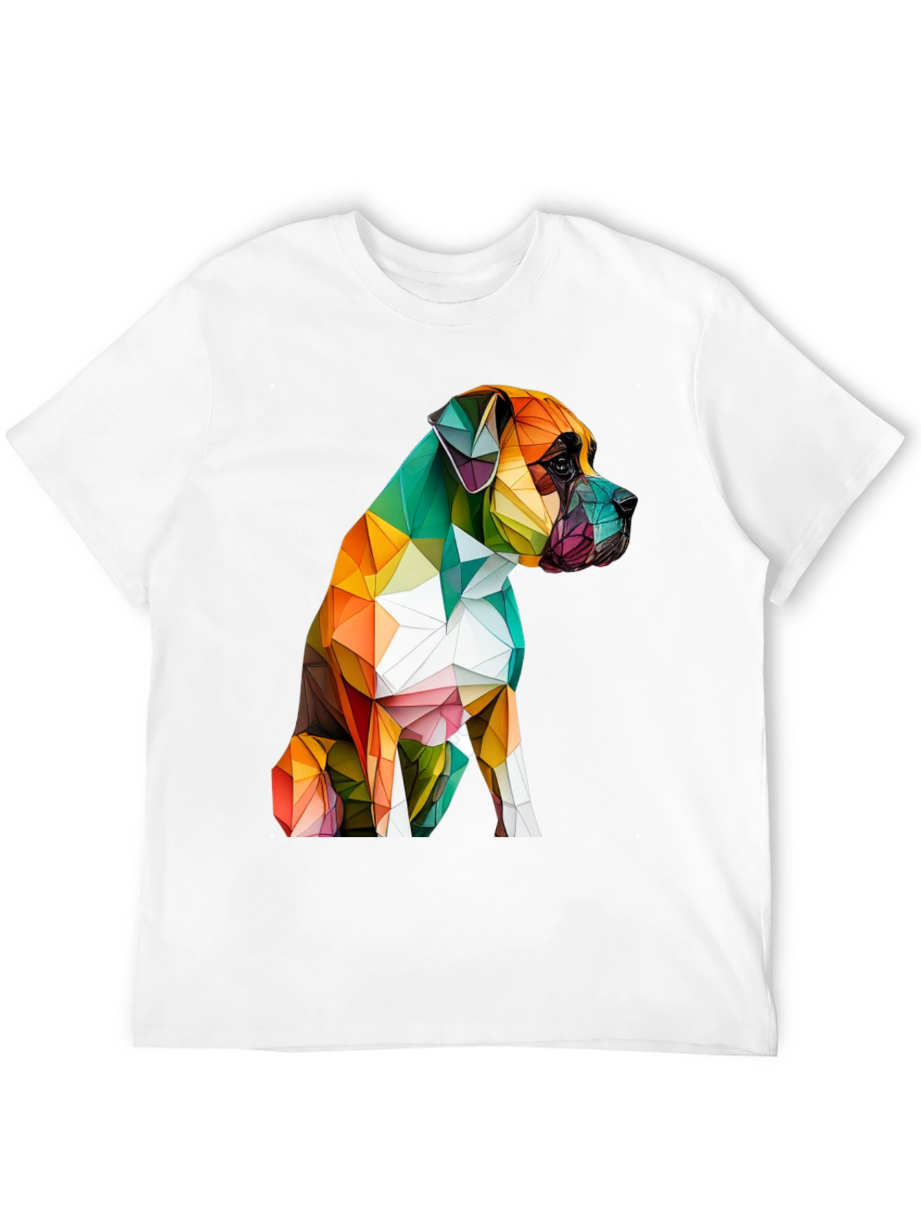 Geometric Dog Graphic Tee - Modern Art Shirt