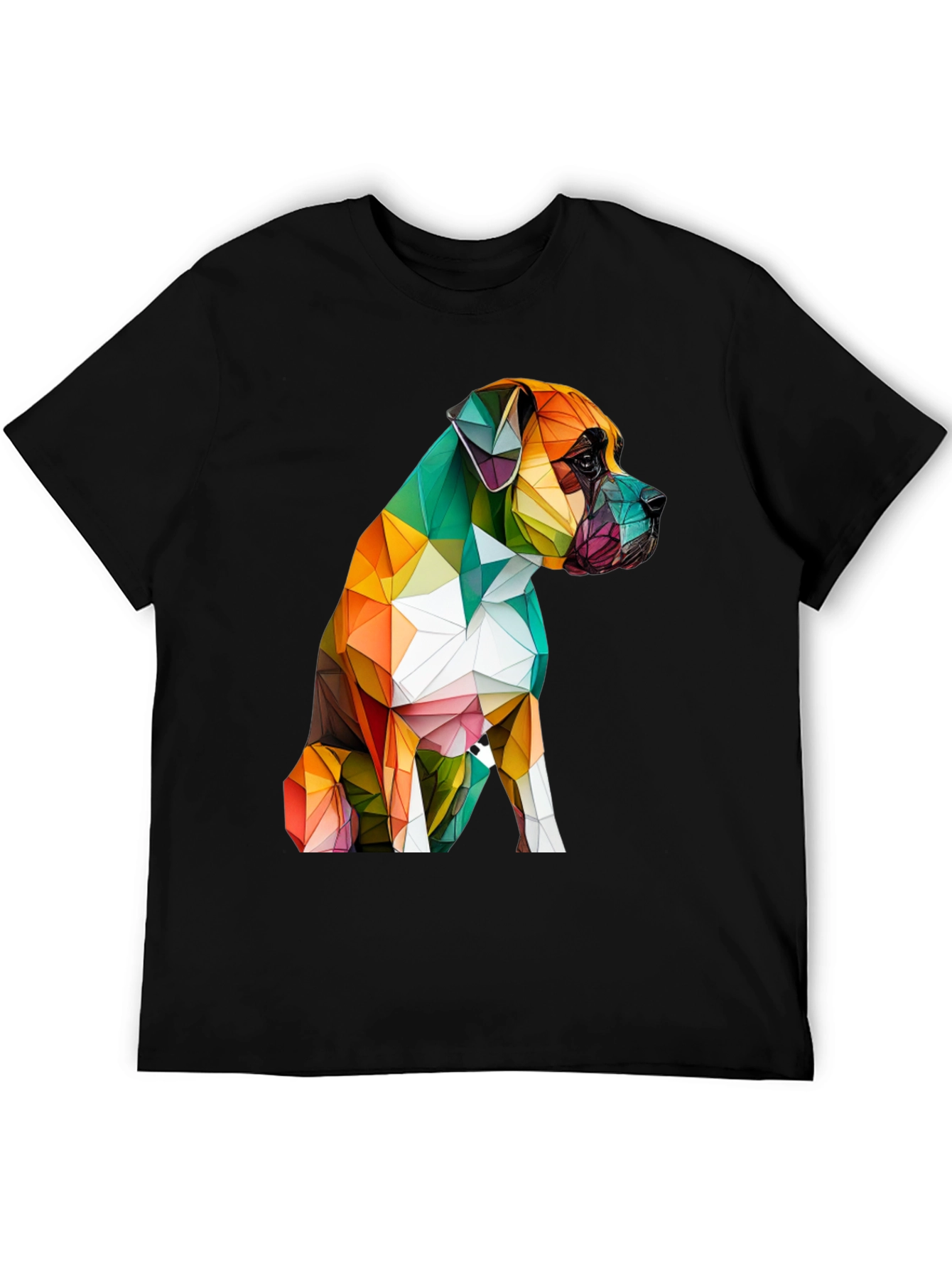 Geometric Dog Graphic Tee - Modern Art Shirt