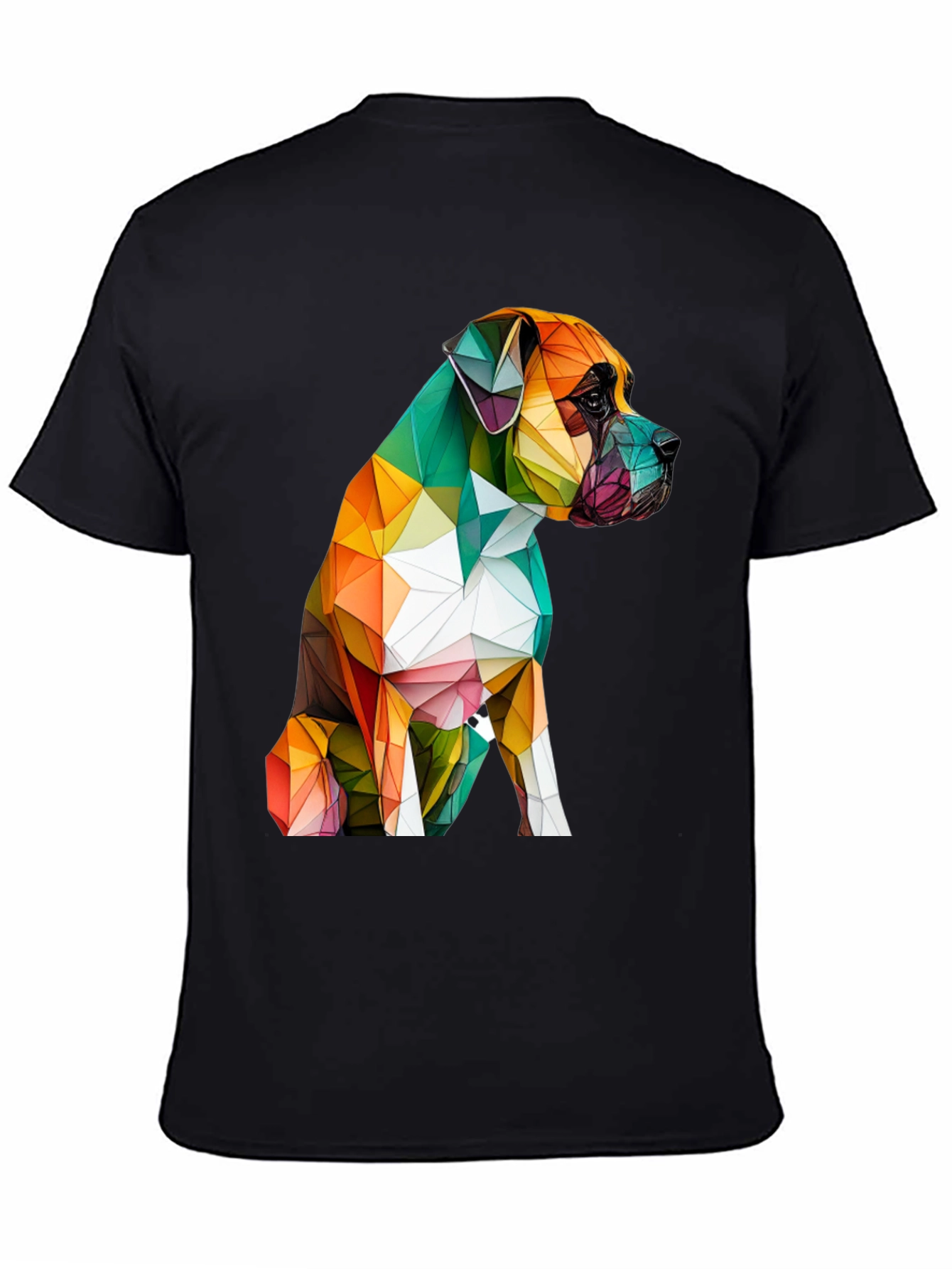 Geometric Dog Graphic Tee - Modern Art Shirt