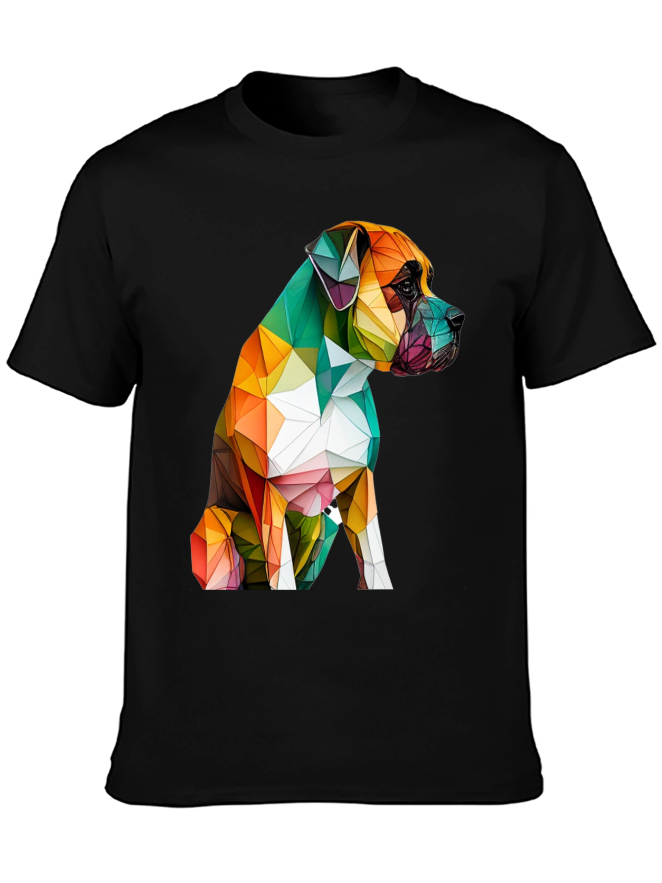 Geometric Dog Graphic Tee - Modern Art Shirt