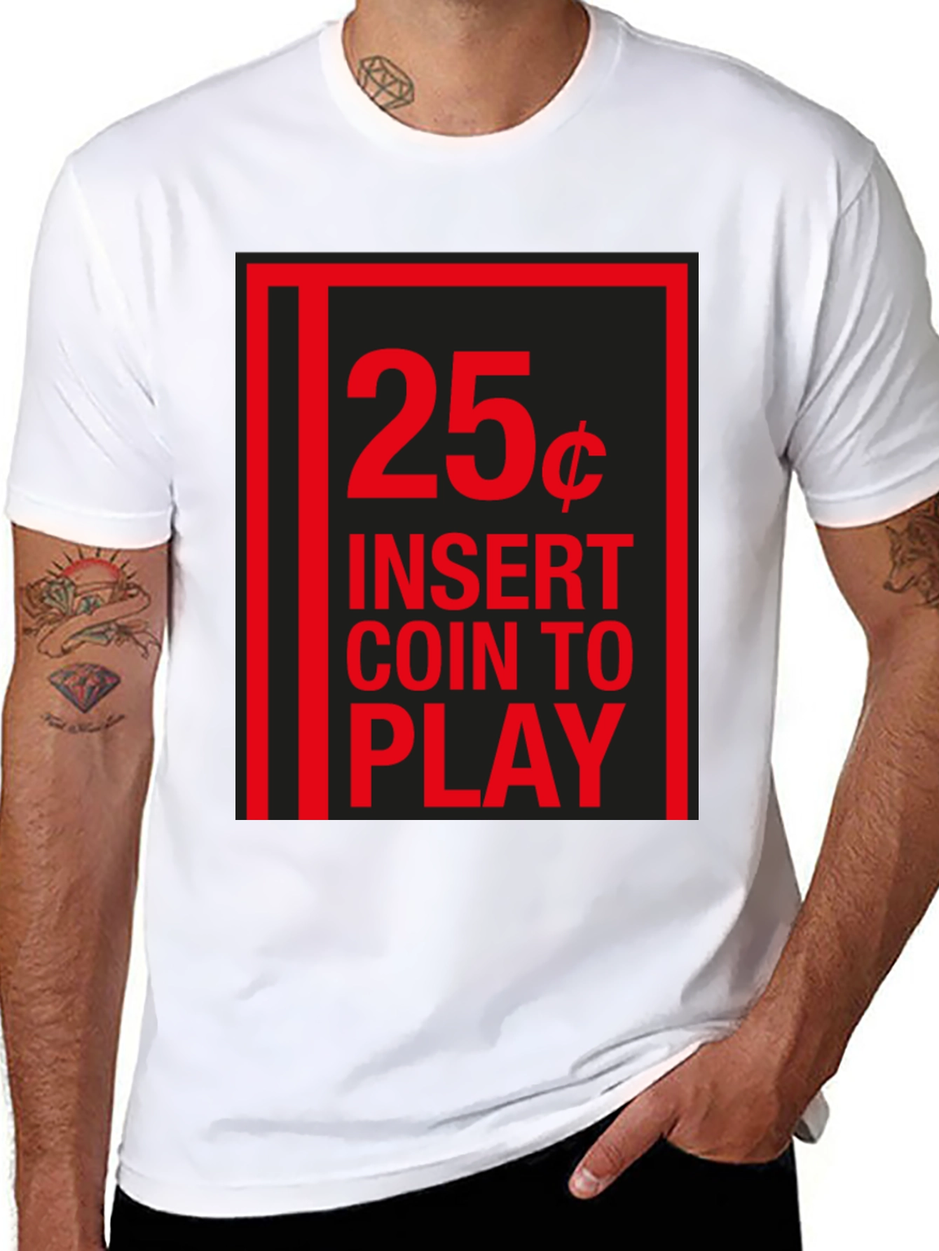 25 Cent Insert Coin to Play Black T-Shirt