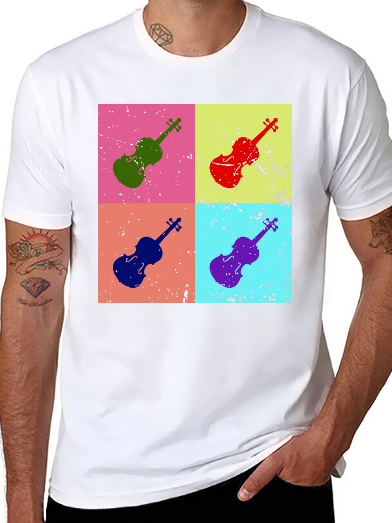 Retro Violin Pop Art T-Shirt - Musician Tee