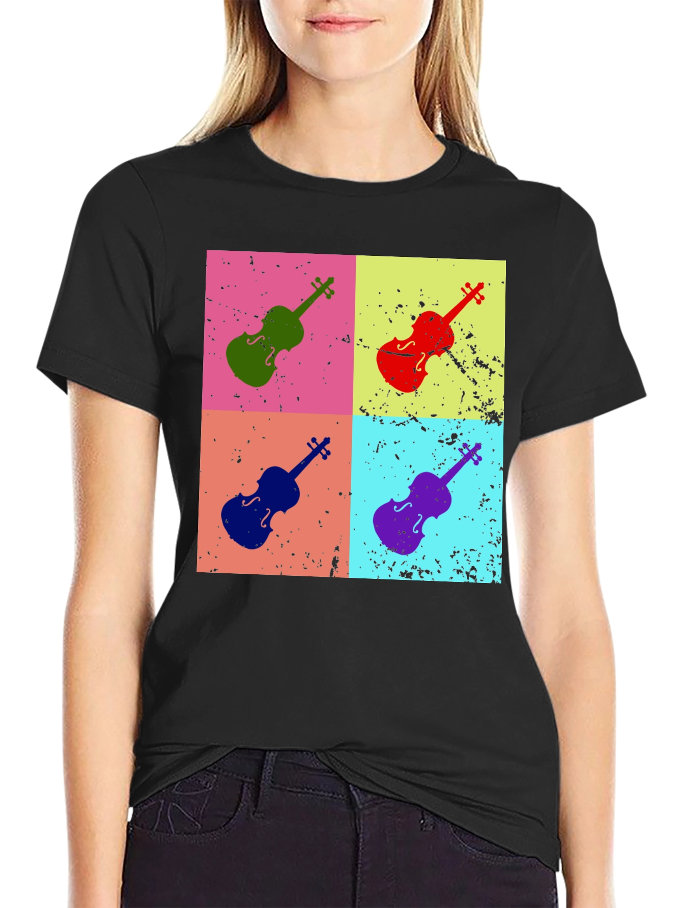 Retro Violin Pop Art T-Shirt - Musician Tee